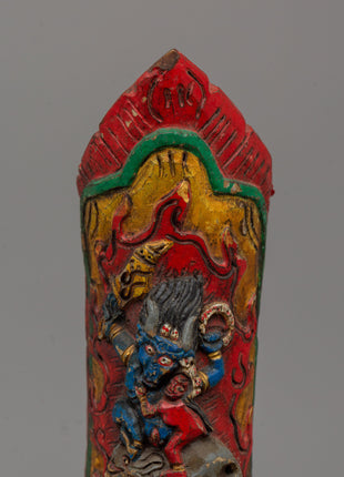 Yamantaka Buffalo Bone Apron Ornament | Tibetan Protector Deity Art