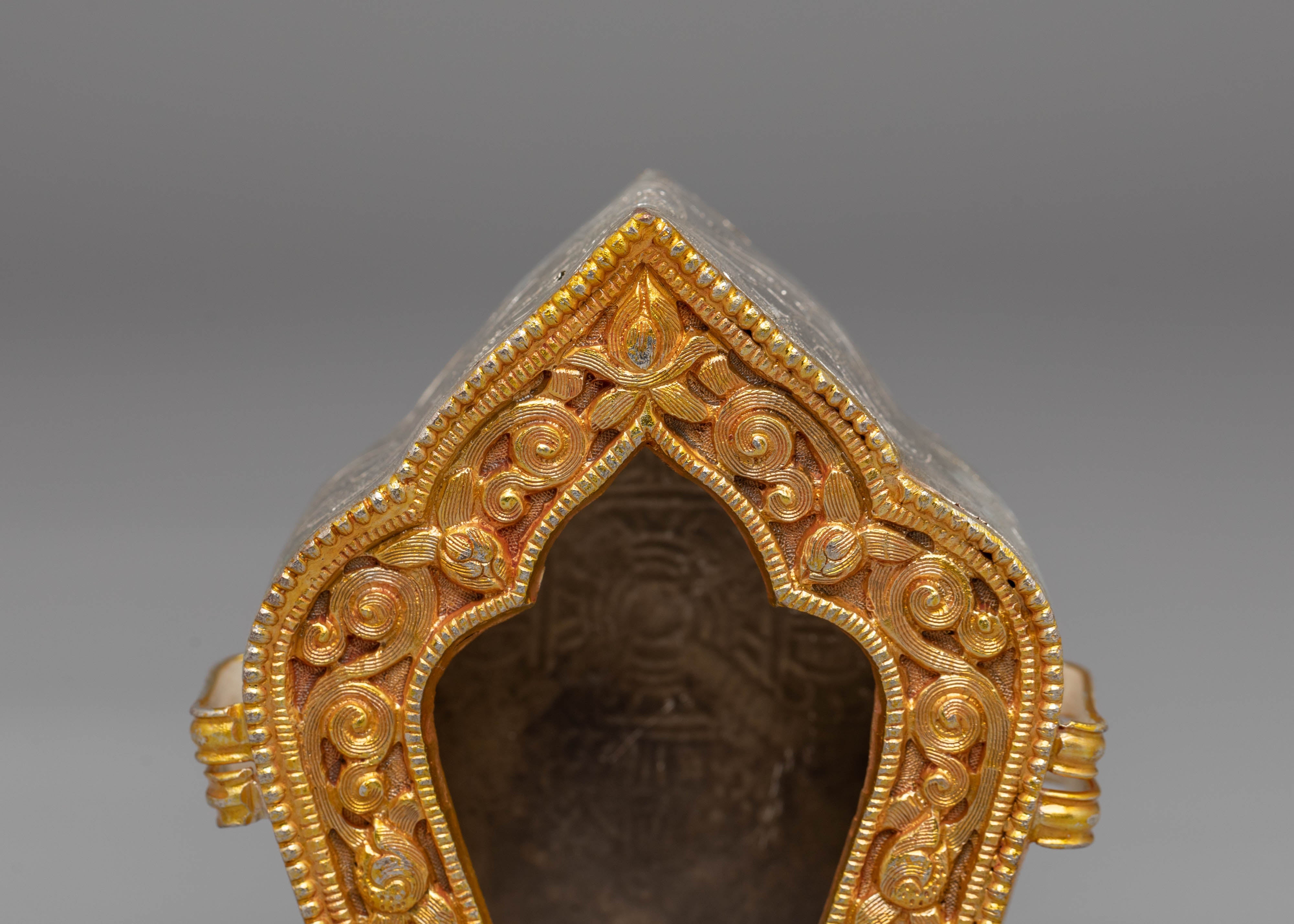 Handcrafted Tibetan Ghau Box | Copper with Electro Gold and Silver Plating