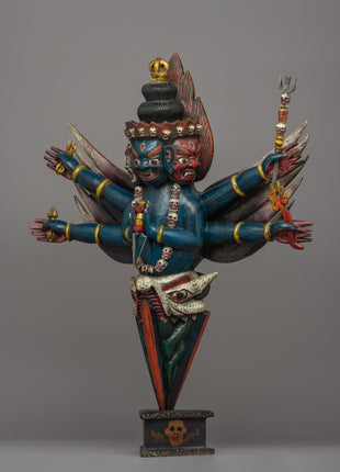 Hand-Carved Wooden Phurba | Sacred Tibetan Buddhist Artifact