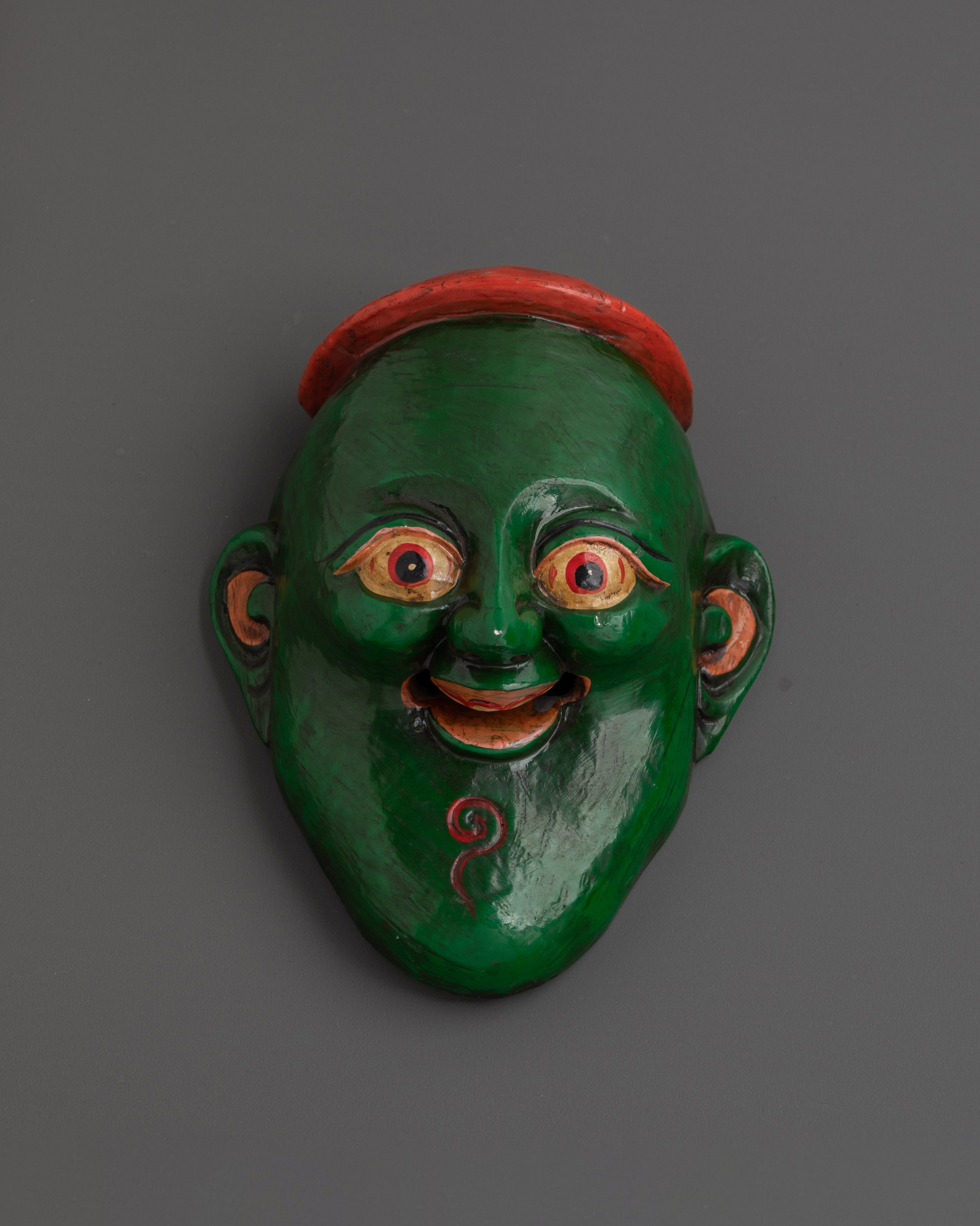 Decorative Wooden Wall Mask | Handcrafted Painted Wood Face Decor