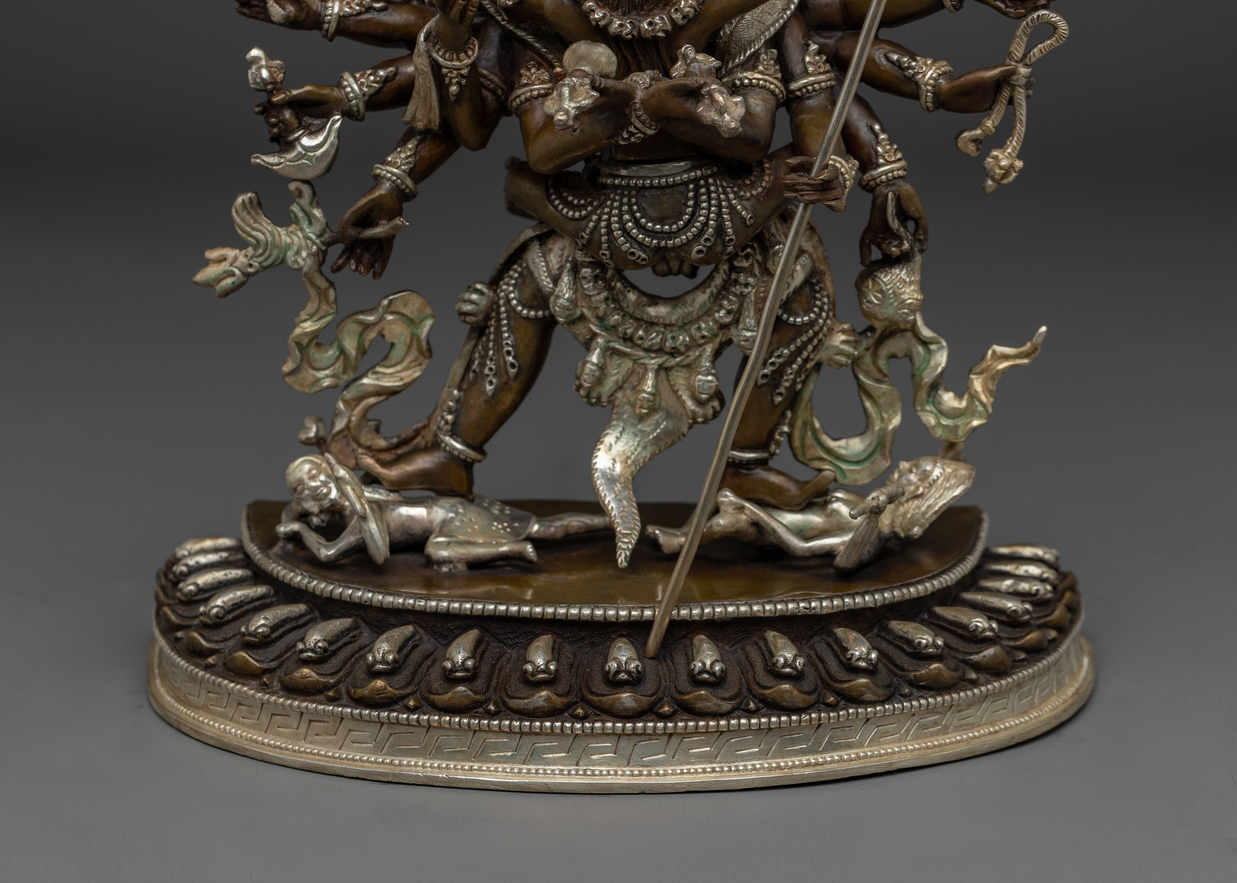 Silver-Plated Chakrasamvara Statue With Consort | Tibetan Art for Ritual Practice