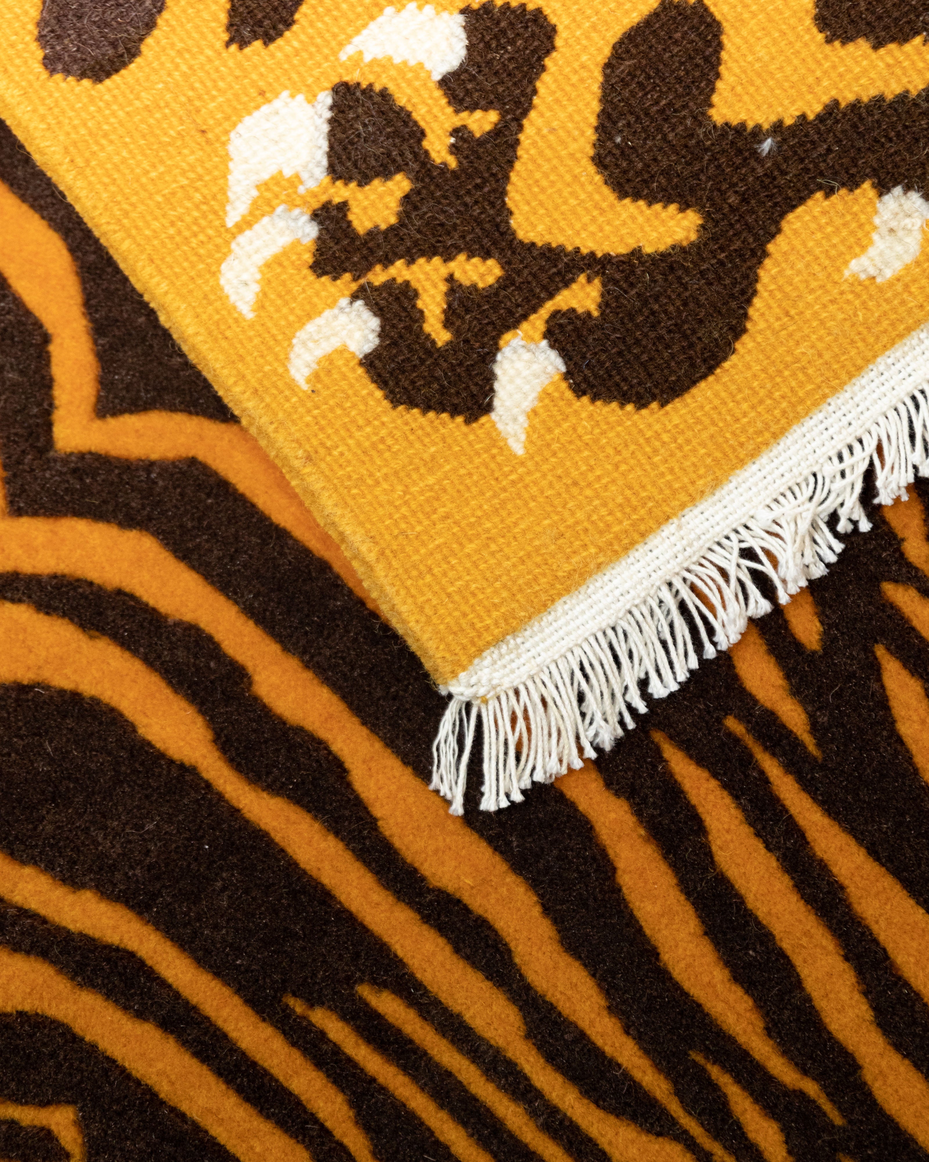 Tibetan Traditional Tiger Print Rug | Handcrafted Wool Rug with 100 Knot Detail