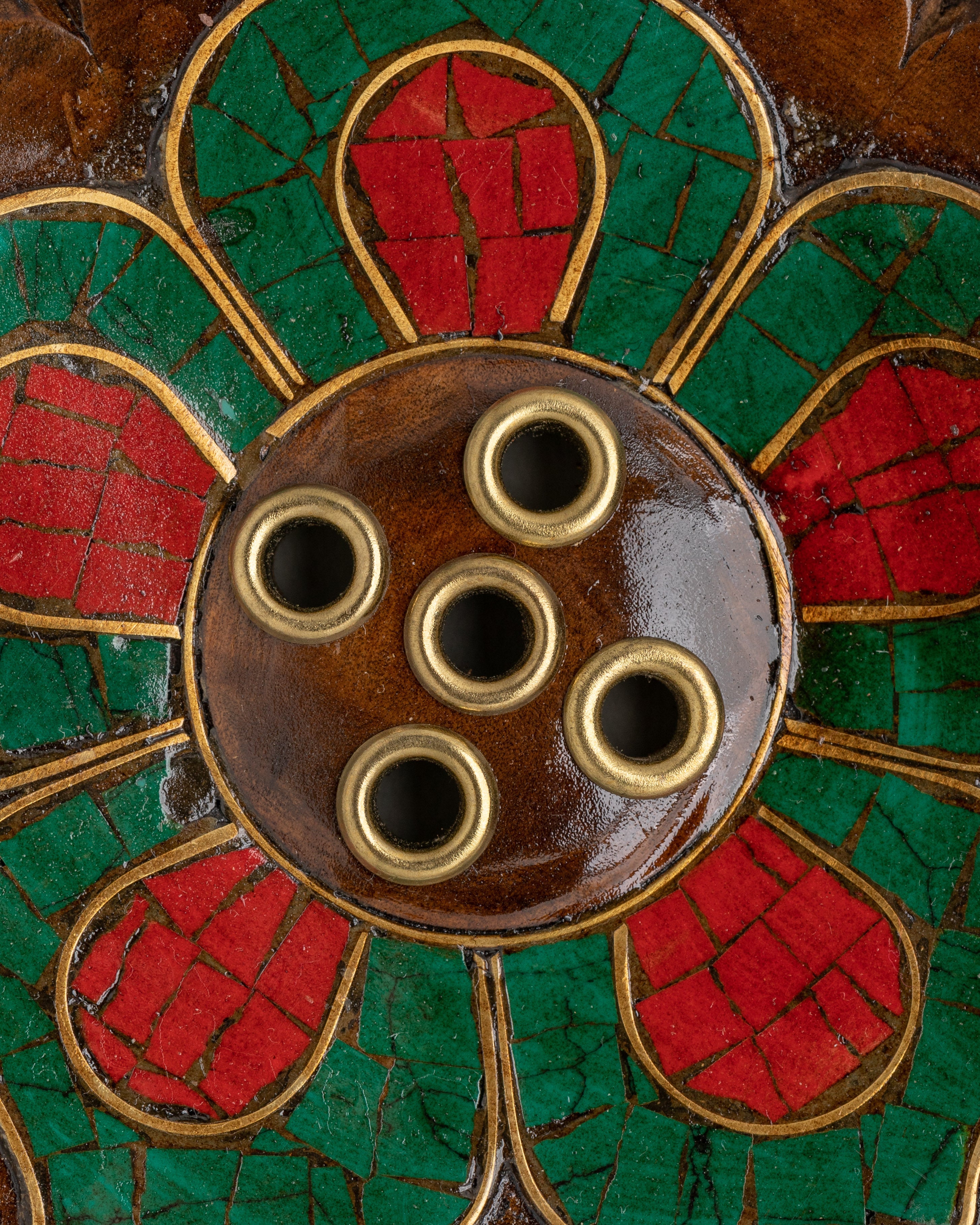 Handcrafted Tibetan Art Incense Stand | Copper and Stone Spiritual Decor