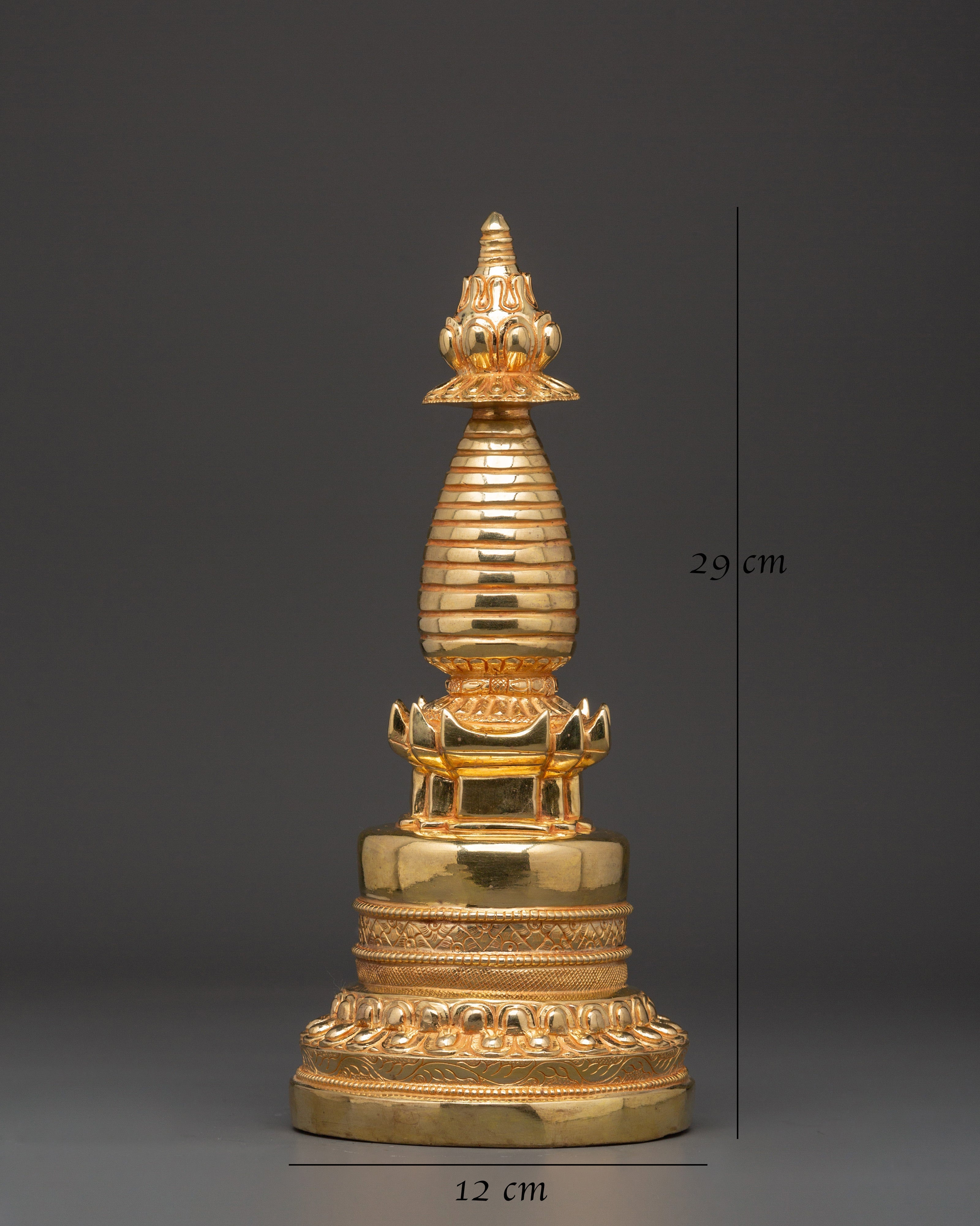 Gold Plated Stupa for Spiritual Space | Altar and Meditation