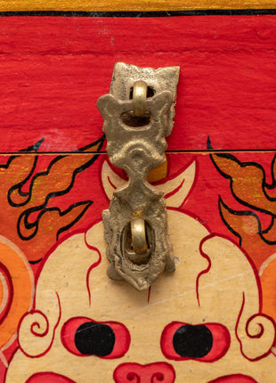 Tibetan box featuring a wrathful deity face | Altar Decor for Protection