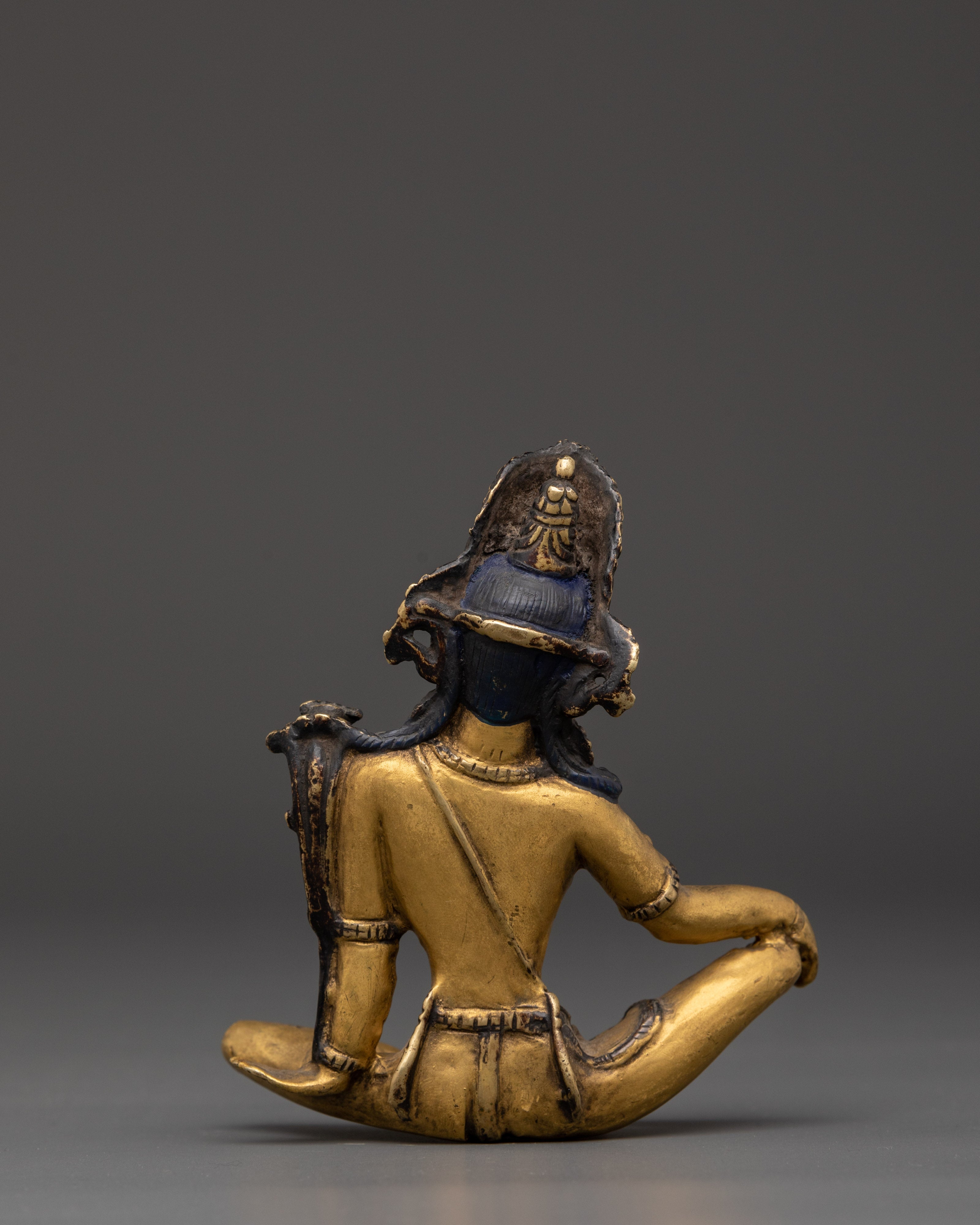 Handcrafted Indra Sculpture | Bronze and Gold Paint Hindu Deity Statue