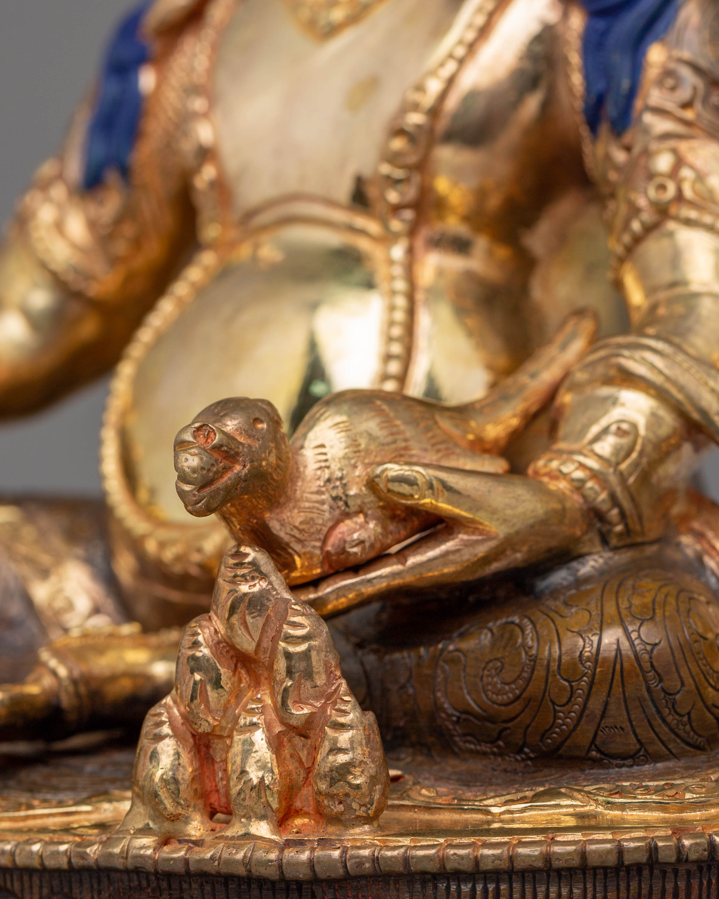 Dzambhala Handcrafted Sculpture | Gold Plated Prosperity Deity Statue