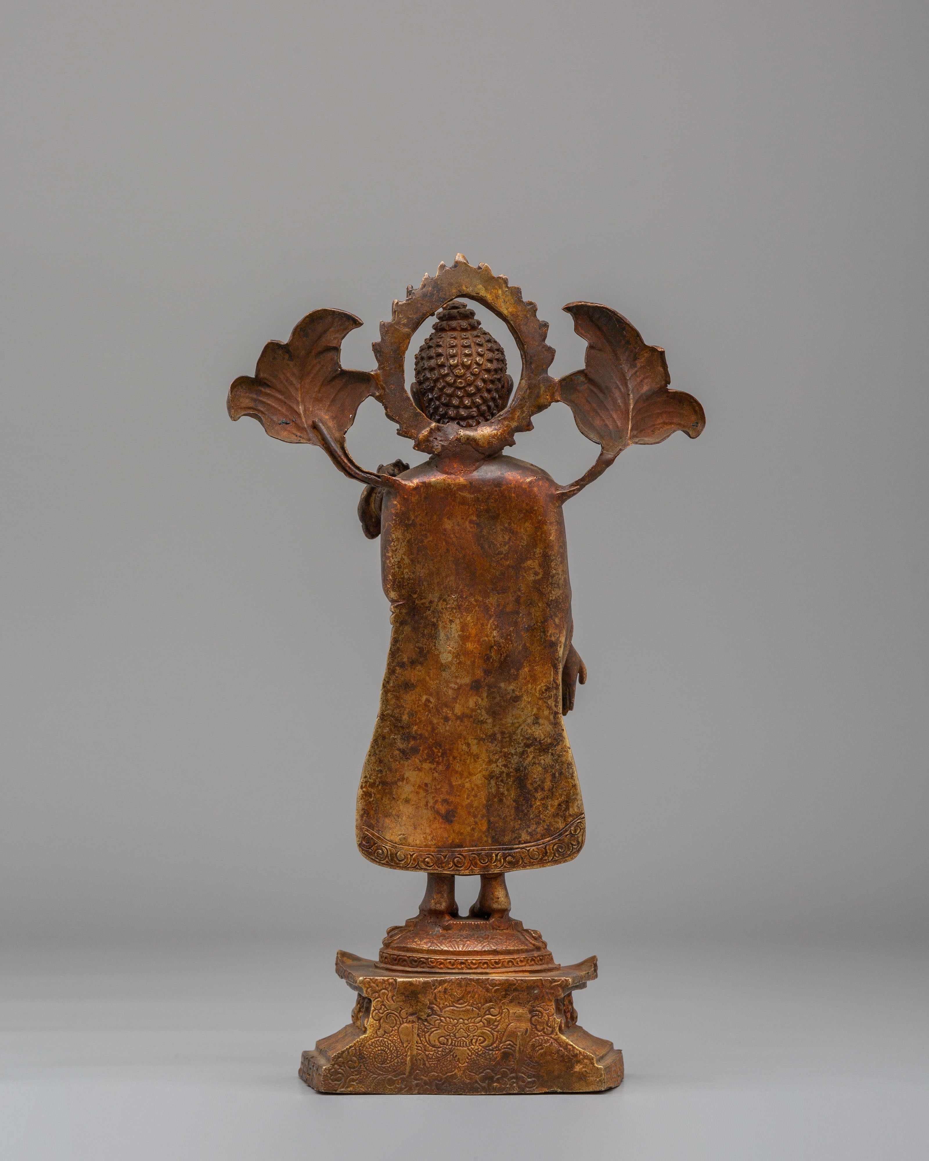 Tibetan Altar Dipankara Buddha Statue | Handcrafted Copper Art