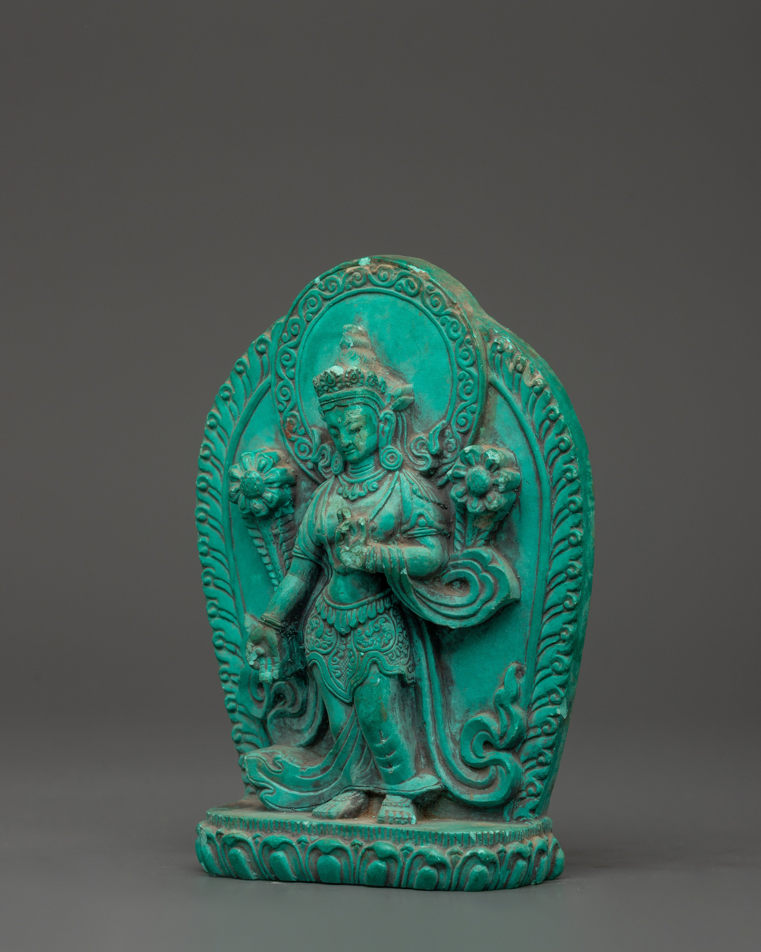 Sacred Green Tara Figure | Turquoise Tibetan Buddhist Statue