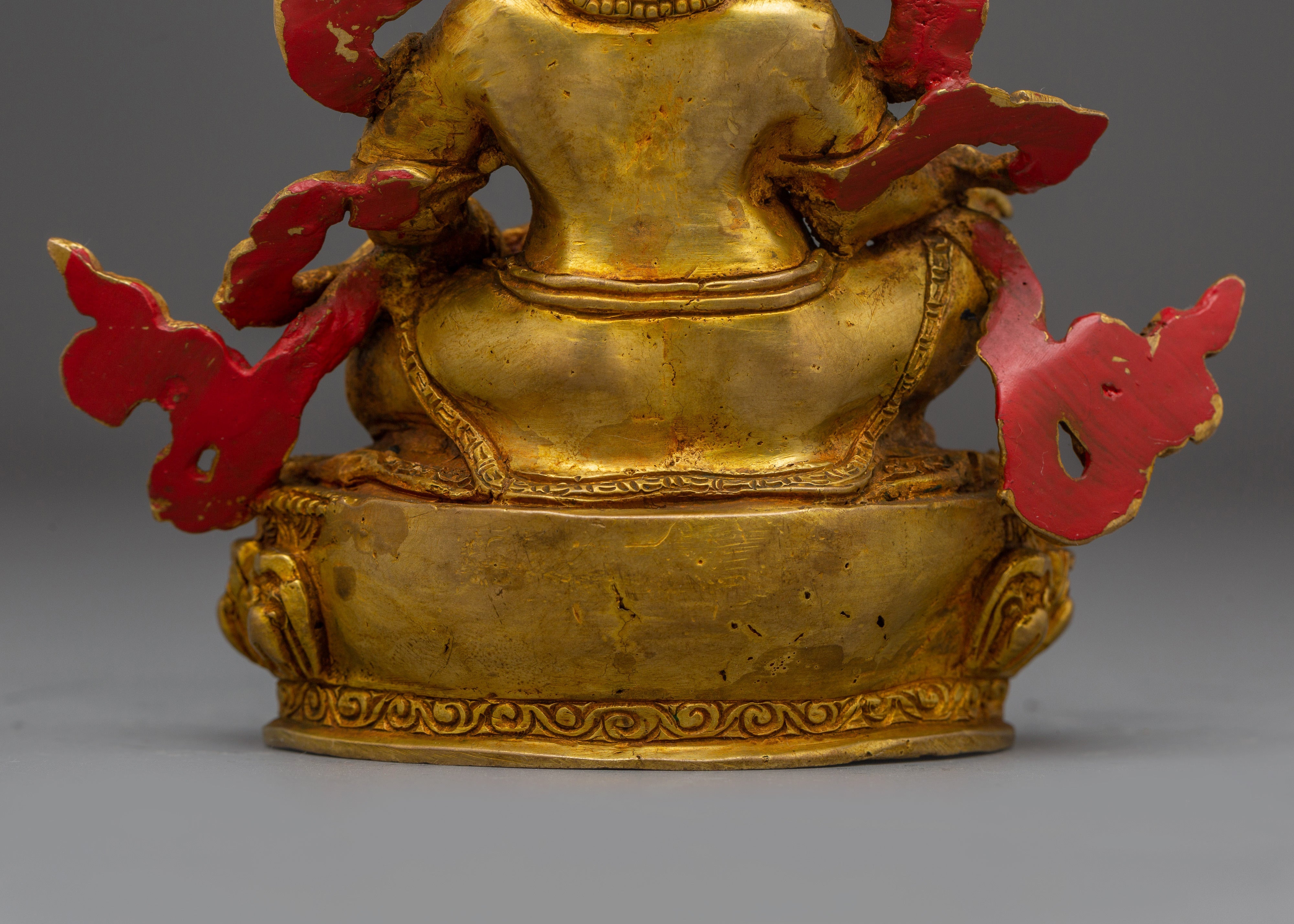 Sacred Dzambala Statue for Abundance | Copper Body, Gold Gilded, Acrylic Color