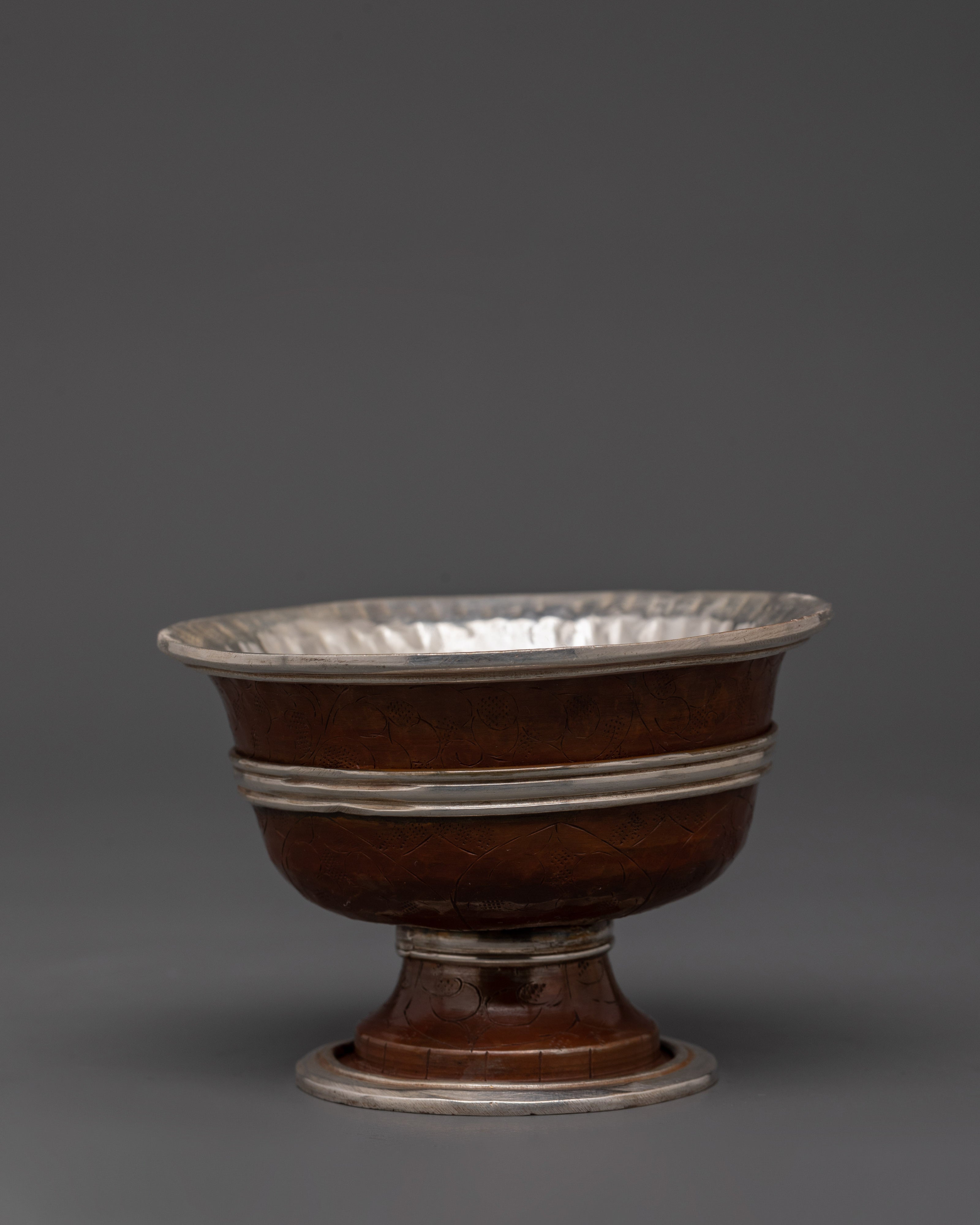 Handcrafted Sacred Tibetan Offering Bowl Set | Oxidized Copper Ritual Bowls
