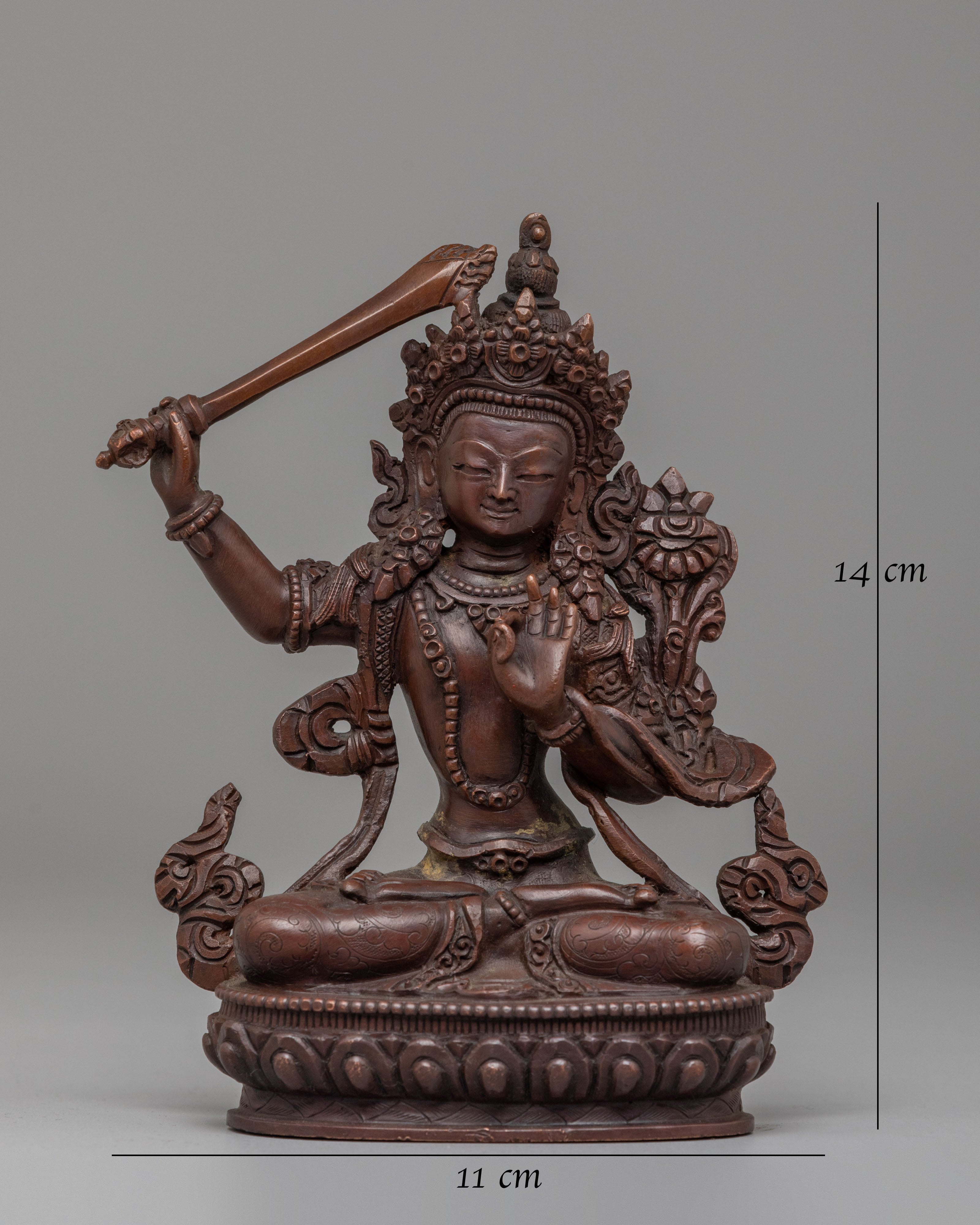 Himalayan Manjushri Wisdom Deity Statue | Tibetan Sculpture for Altar