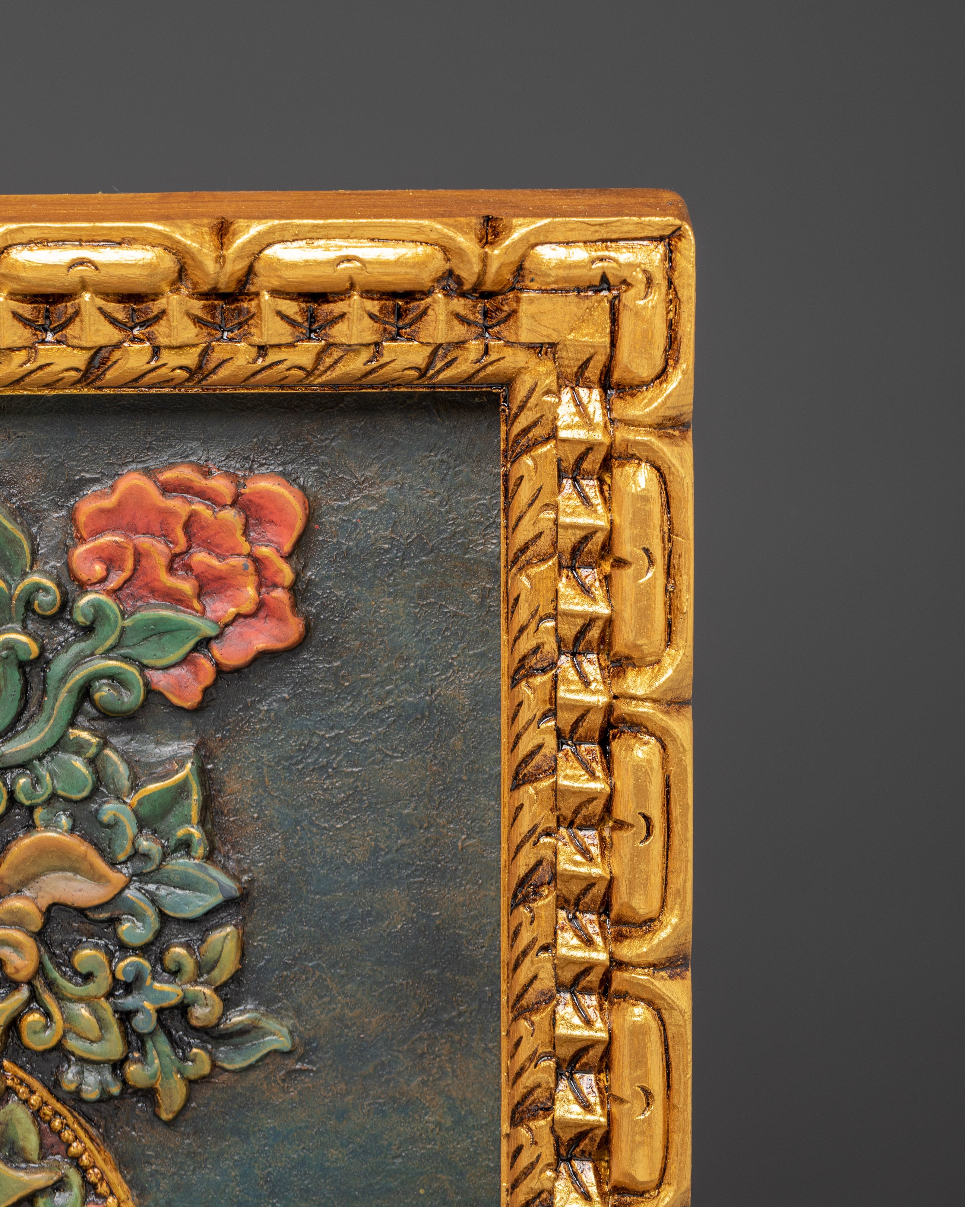 Tara Goddess Wall Hanging Relief Art | Handcrafted Tibetan Wooden Frame Decor
