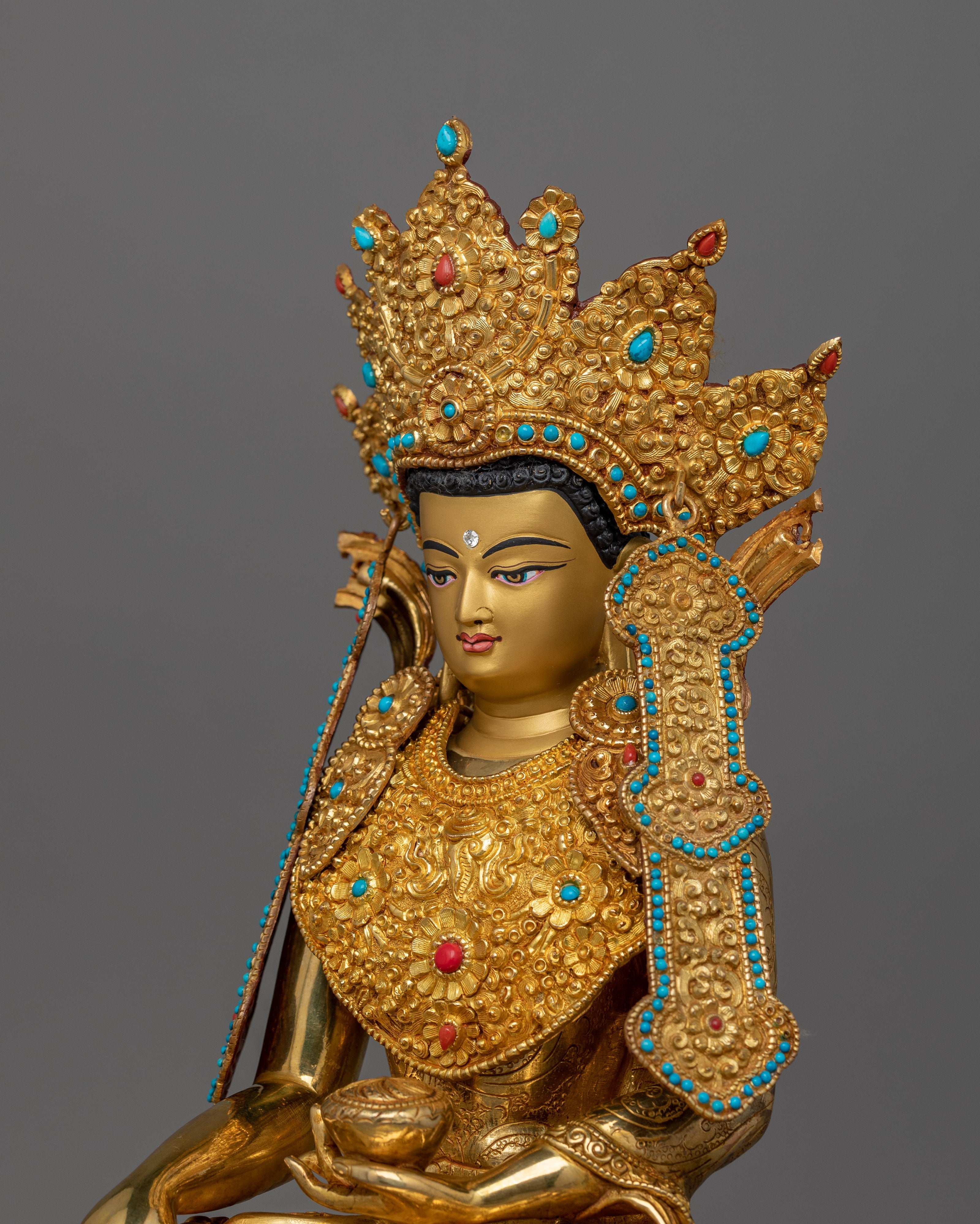 Himalayan Siddhartha Gautama with Crown Sculpture | The Buddha of Enlightenment