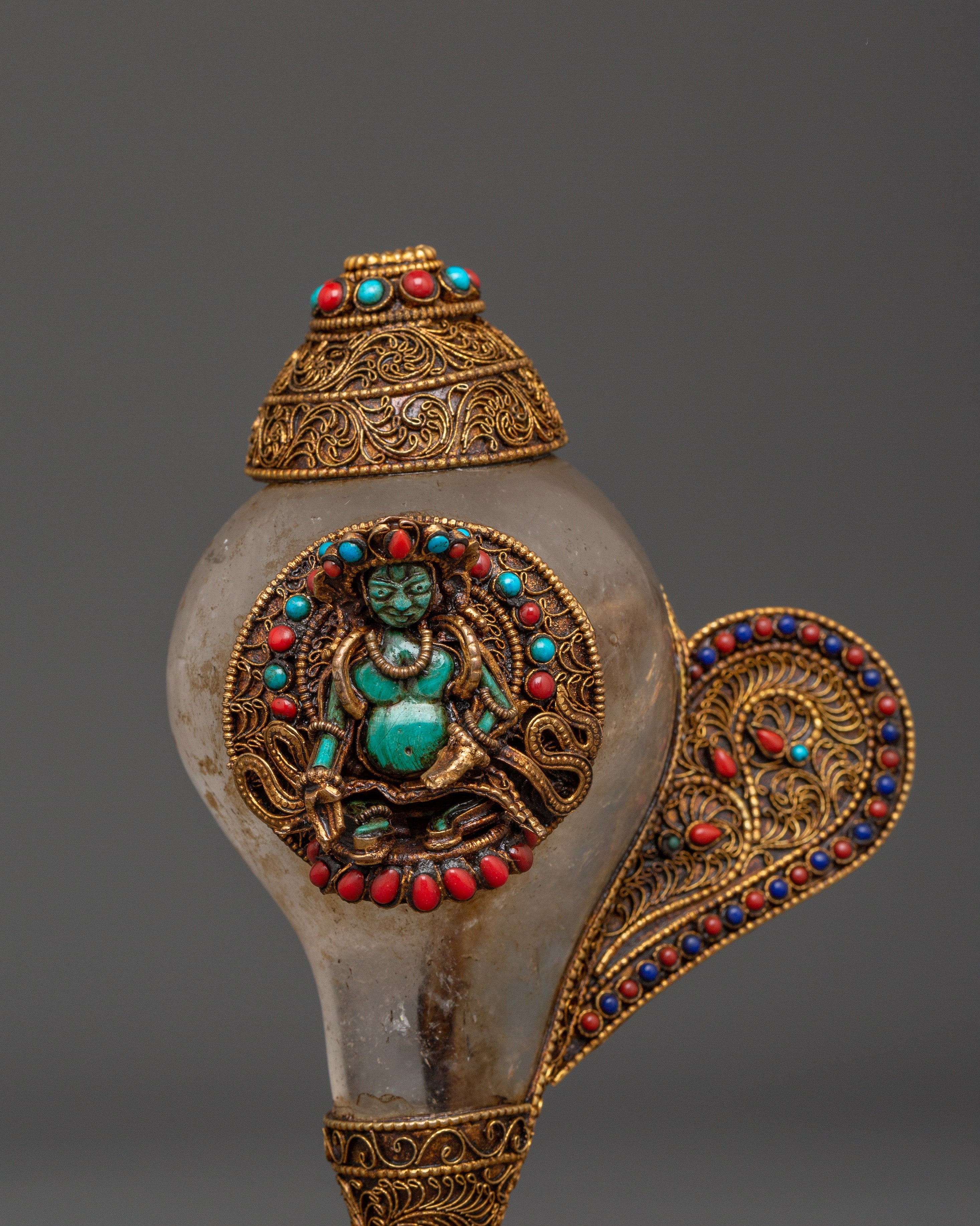 Crystal Conch Shell with Copper Body | Tibetan Spiritual Decor