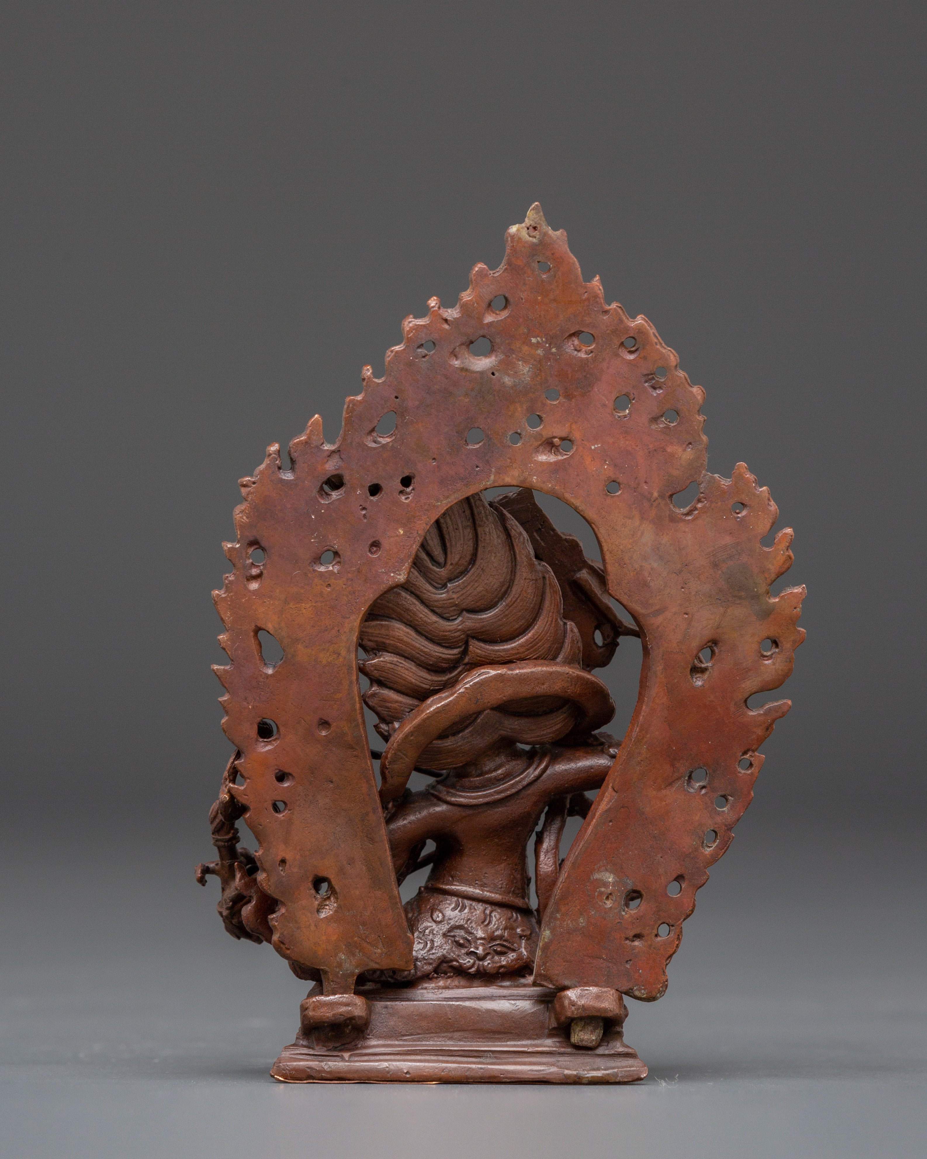Sacred Dharma Protector Rahula Statue | Oxidized Copper Buddhist Deity Sculpture