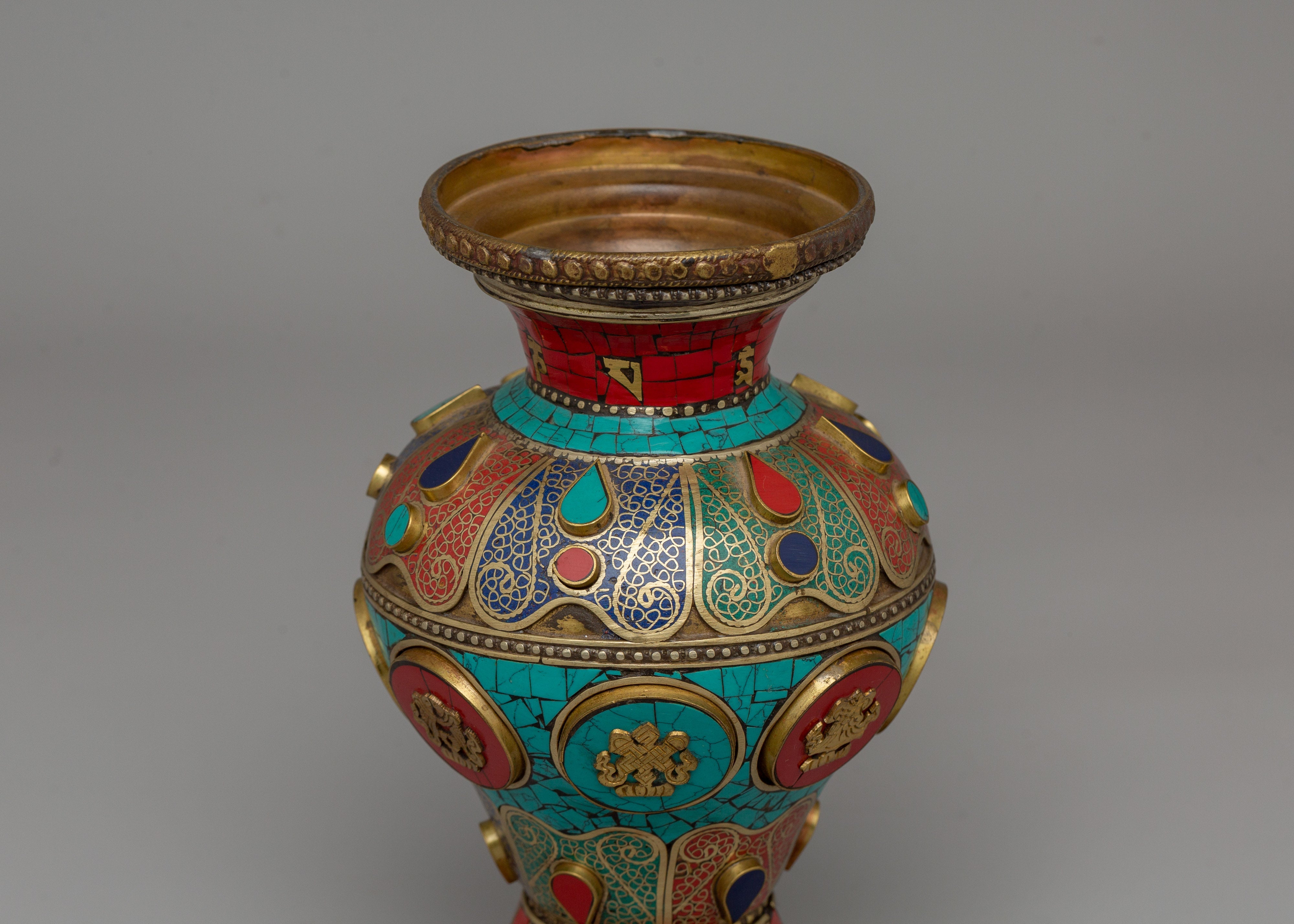 Tibetan Brass Flower Vase | Perfect for Floral Arrangements and Sacred Spaces