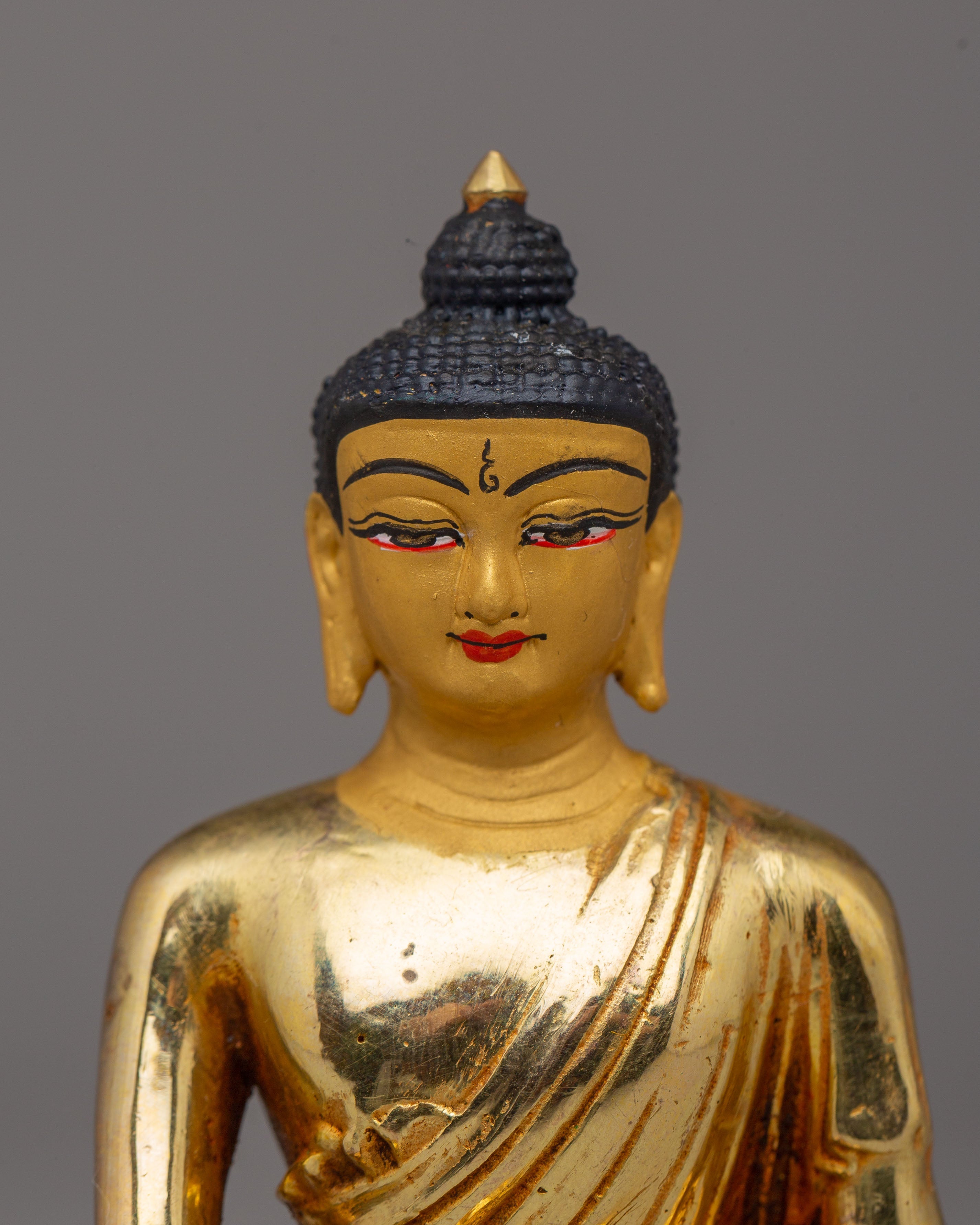 Shakyamuni Buddha Sculpture of Knowledge and Wisdom in 24K Gold Plating