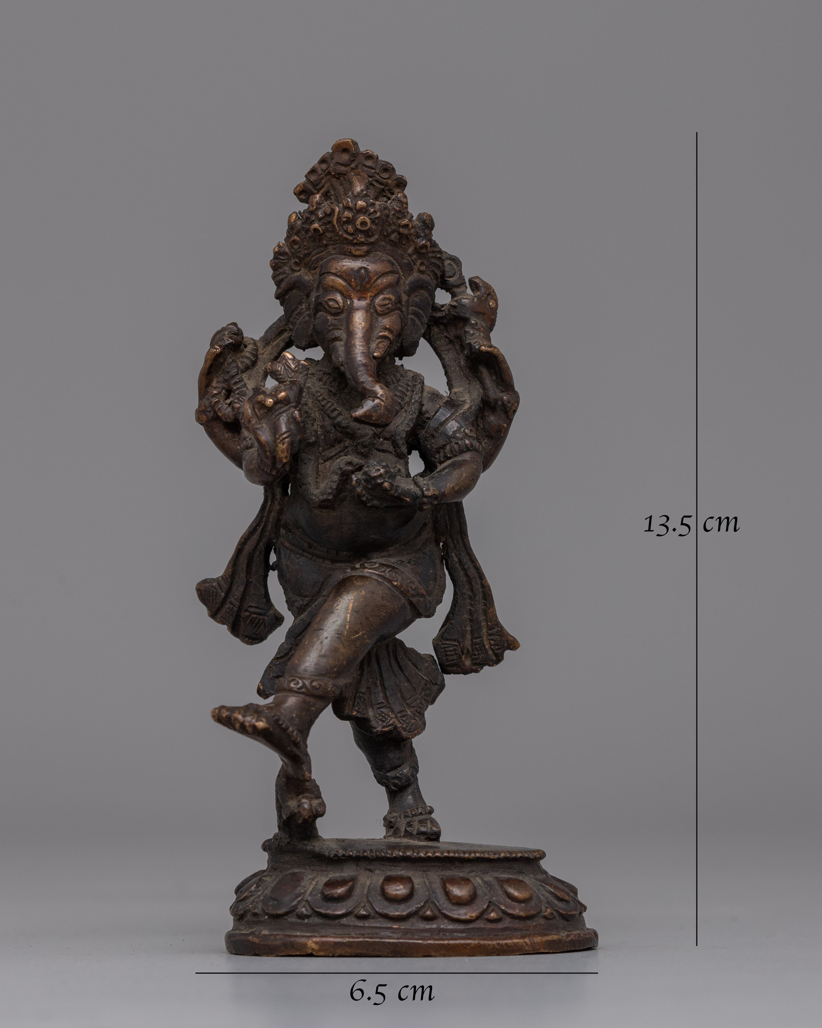 Nritya Ganapati Hindu deity statue | Dancing Ganesha Statue in Oxidized Copper