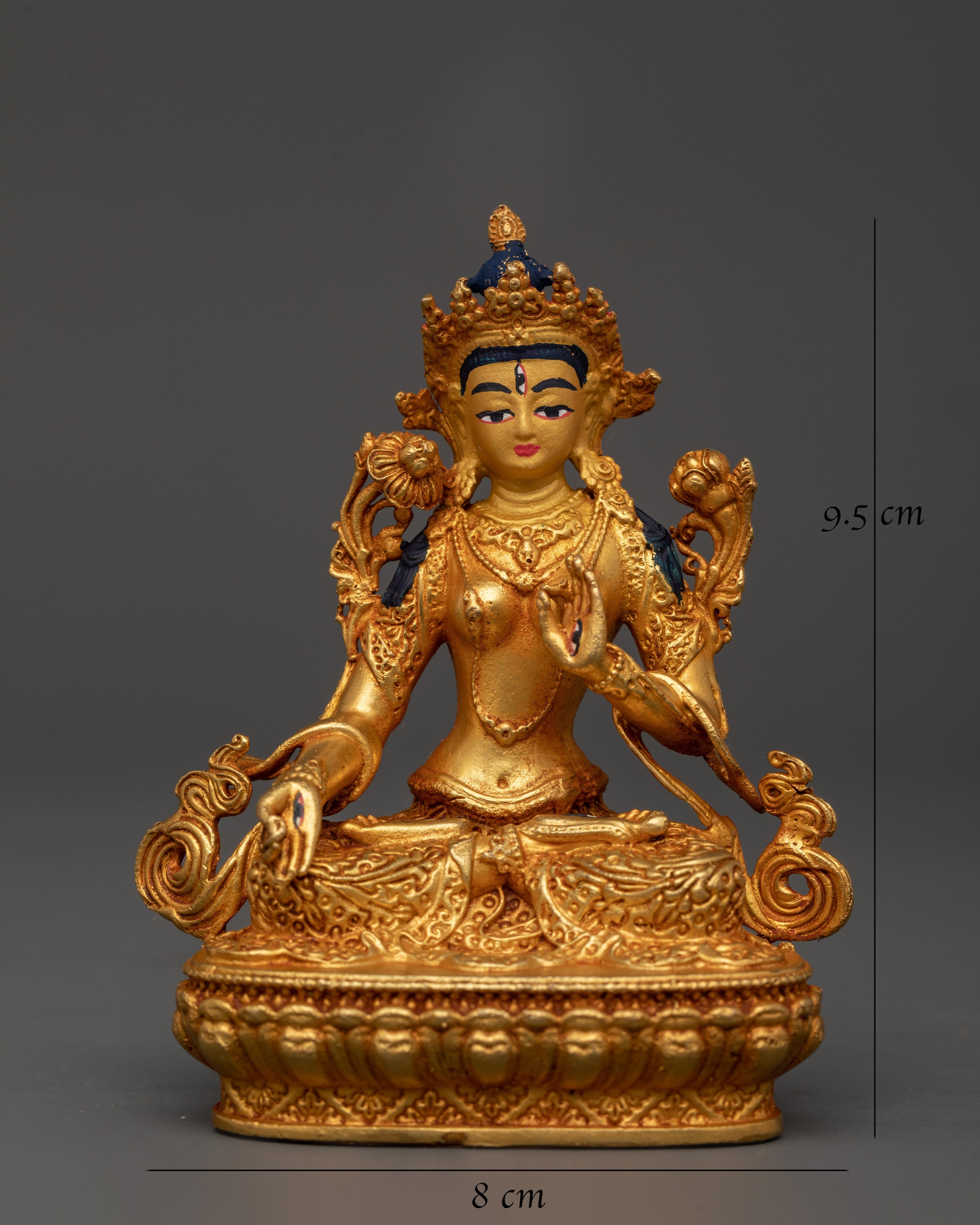 Graceful White Tara Goddess Statue | Handcrafted Gold-Plated Copper