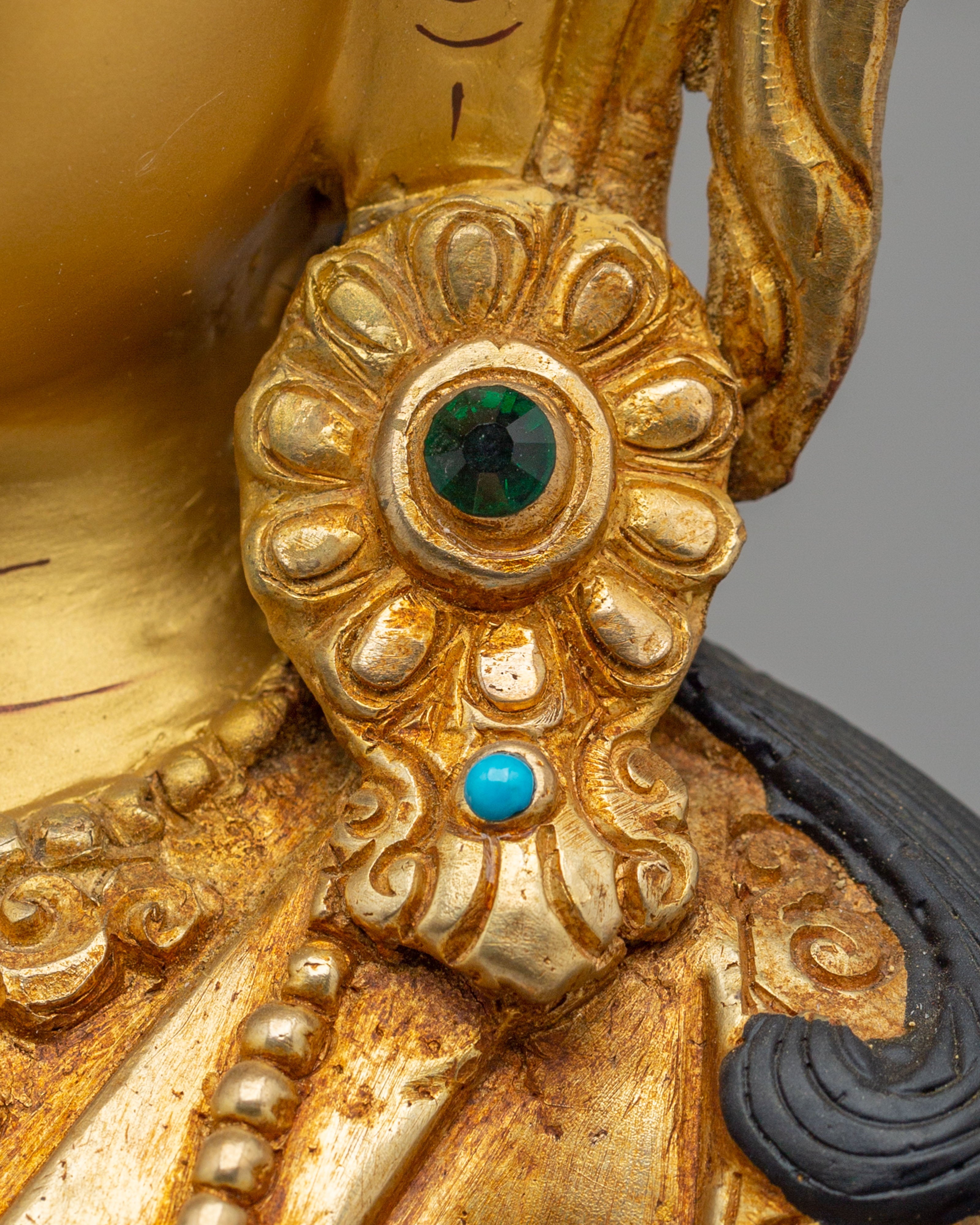 Sacred Tibetan Buddhist Vajrasattva Statue | 24K Gold Plated Copper Sculpture