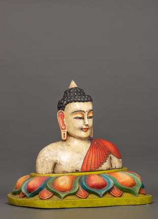 Handcrafted Wooden Buddha Head Statue | Peace and Enlightenment Art