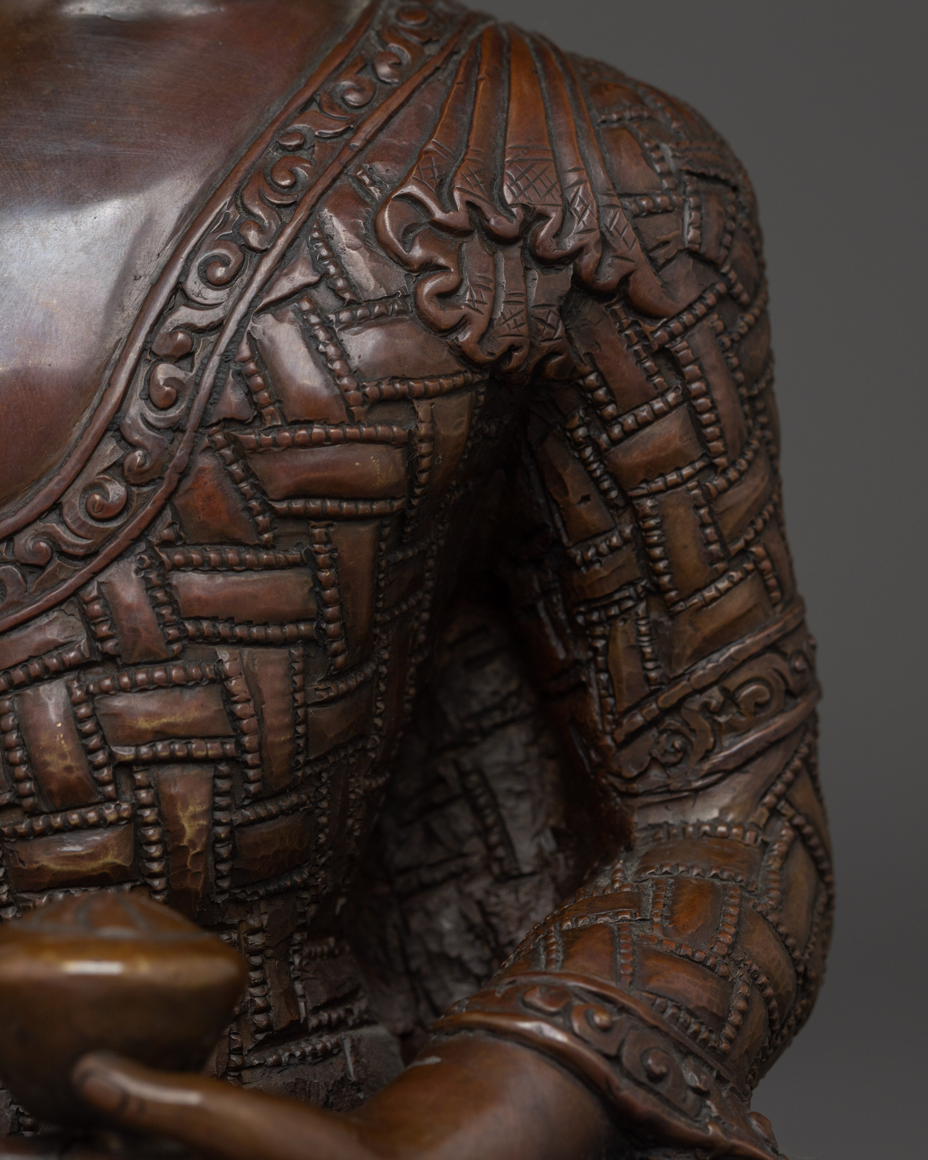 Shakyamuni Buddha Statue in Oxidized Copper | Mindful Spaces & Meditation Practice