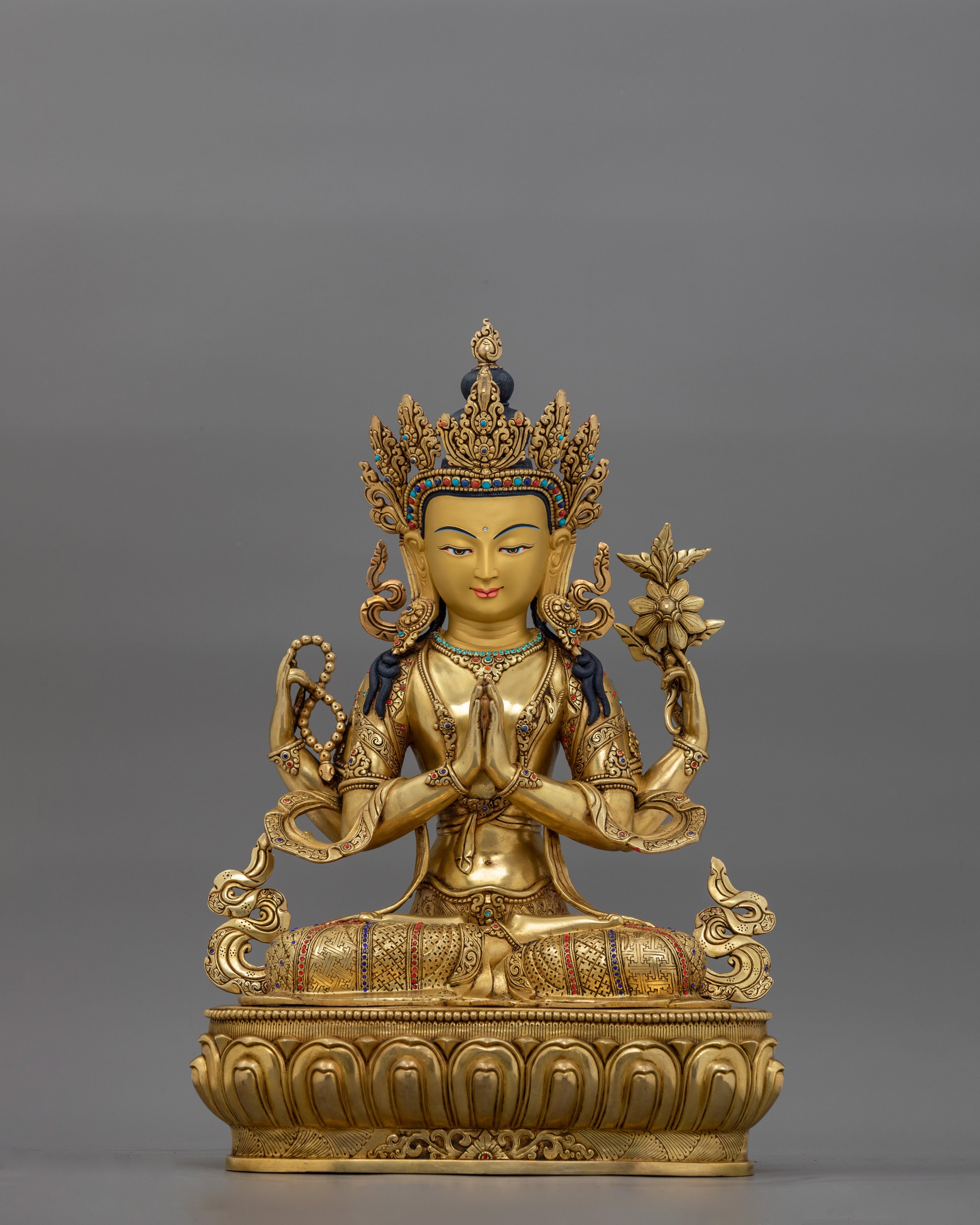 Traditional Chenrezig Dharma Statue | Tibetan Bodhisattva Sculpture