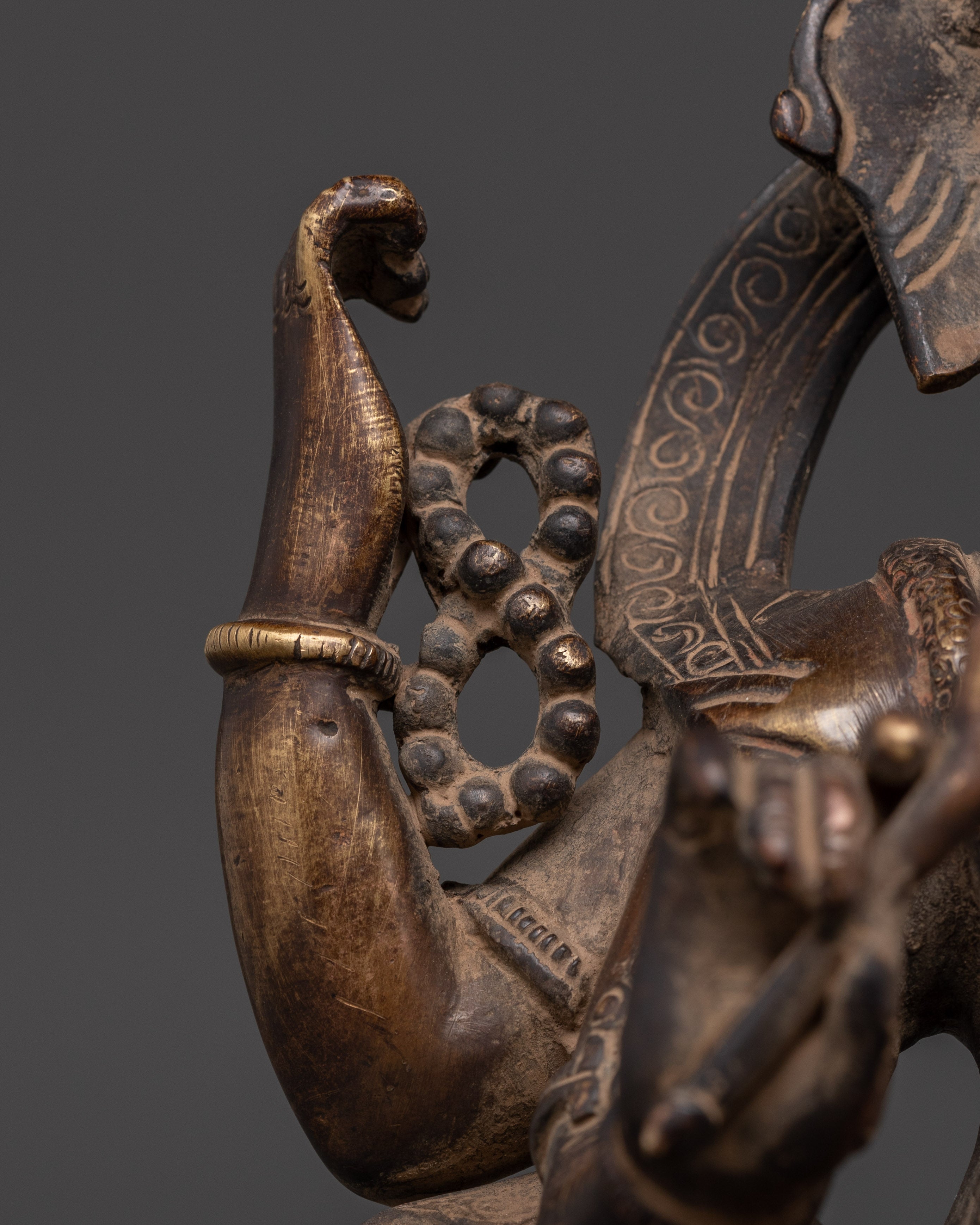 Sacred Ganesh Sculpture | Handcrafted Oxidized Brass Ganesha Statue