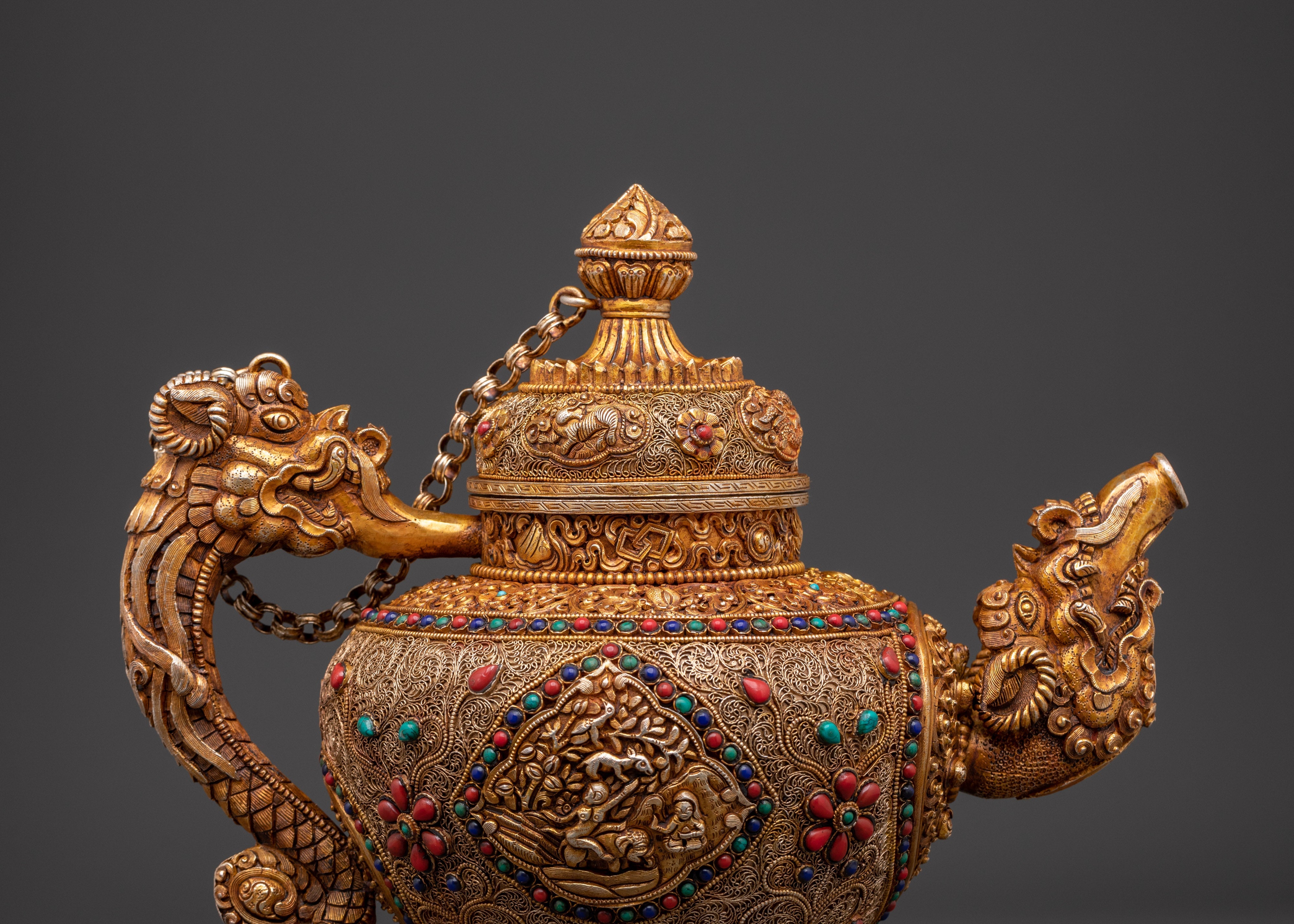 Decorative Tea Pot | Silver & Gold Plating