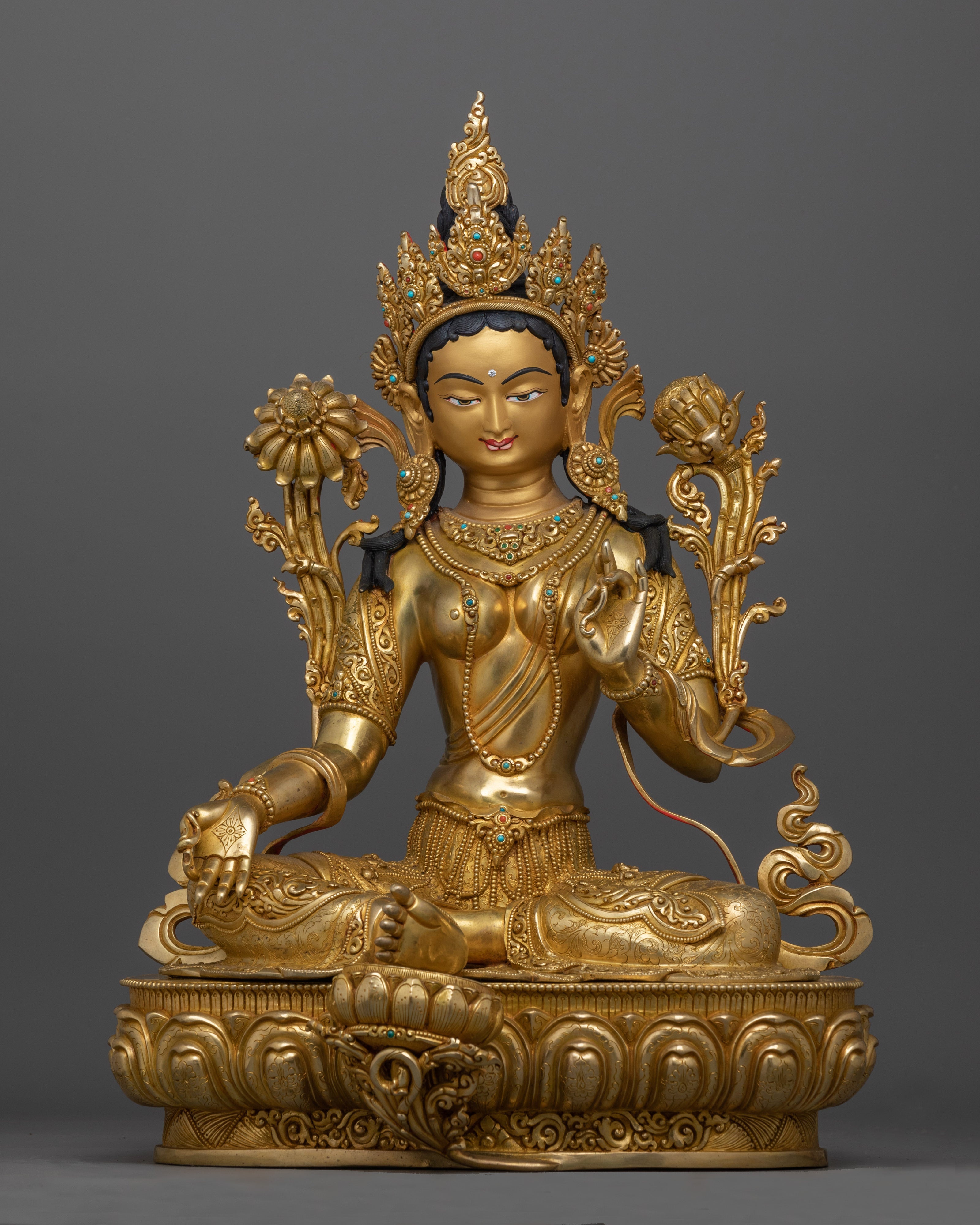 Green Tara Gold Gilded compassionate deity