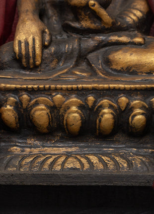 Shakyamuni Buddha Statue for Altar | Handcrafted Wood & Clay Sculpture