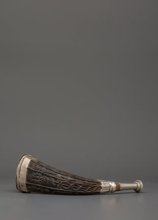 Tibetan Snuff Horn with Pure Silver | Handcrafted Ethically Sourced Yak Horn Snuff