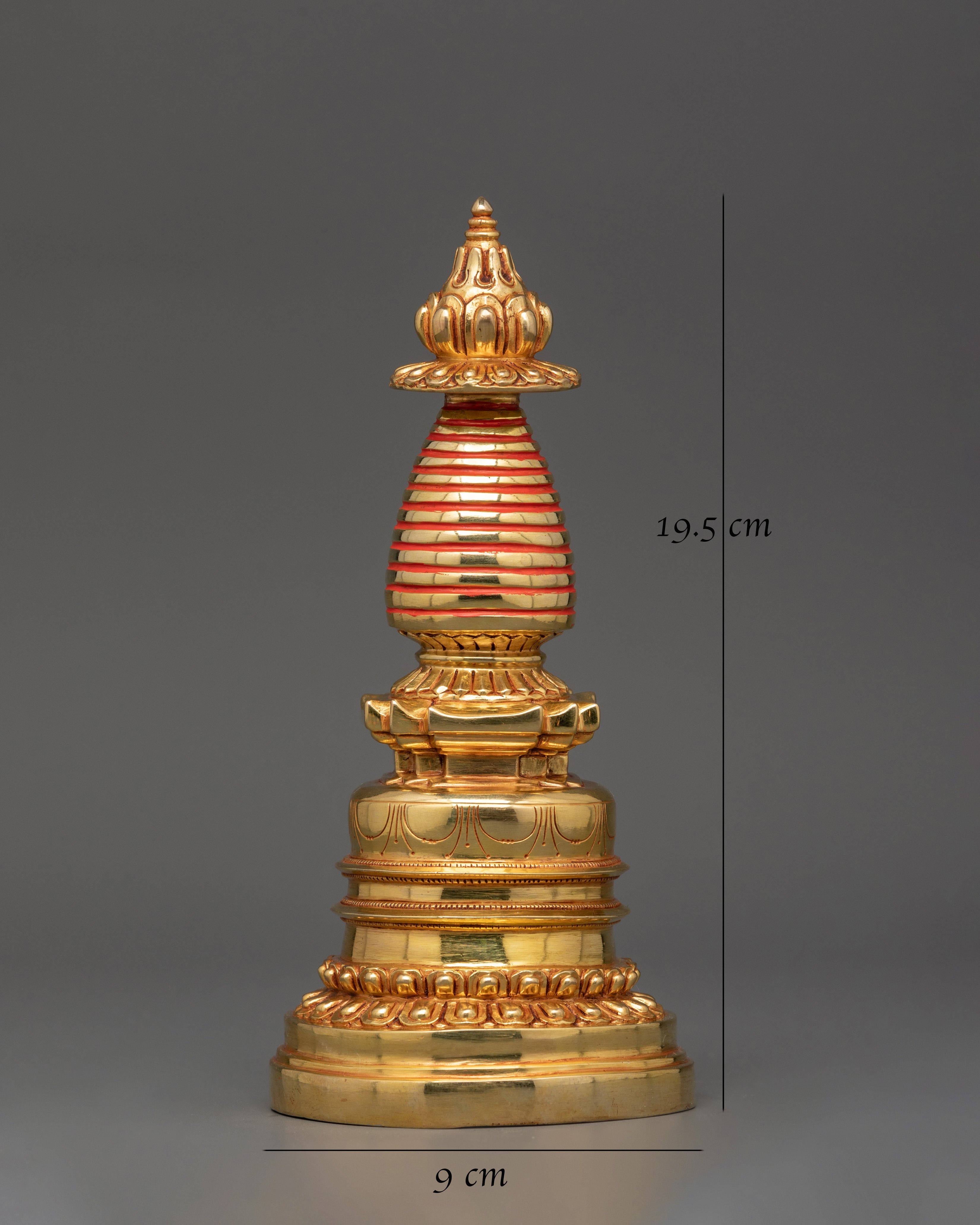 Tibetan Buddhist Gold-Plated Stupa | Spiritual Stupa for Altar or Shrine