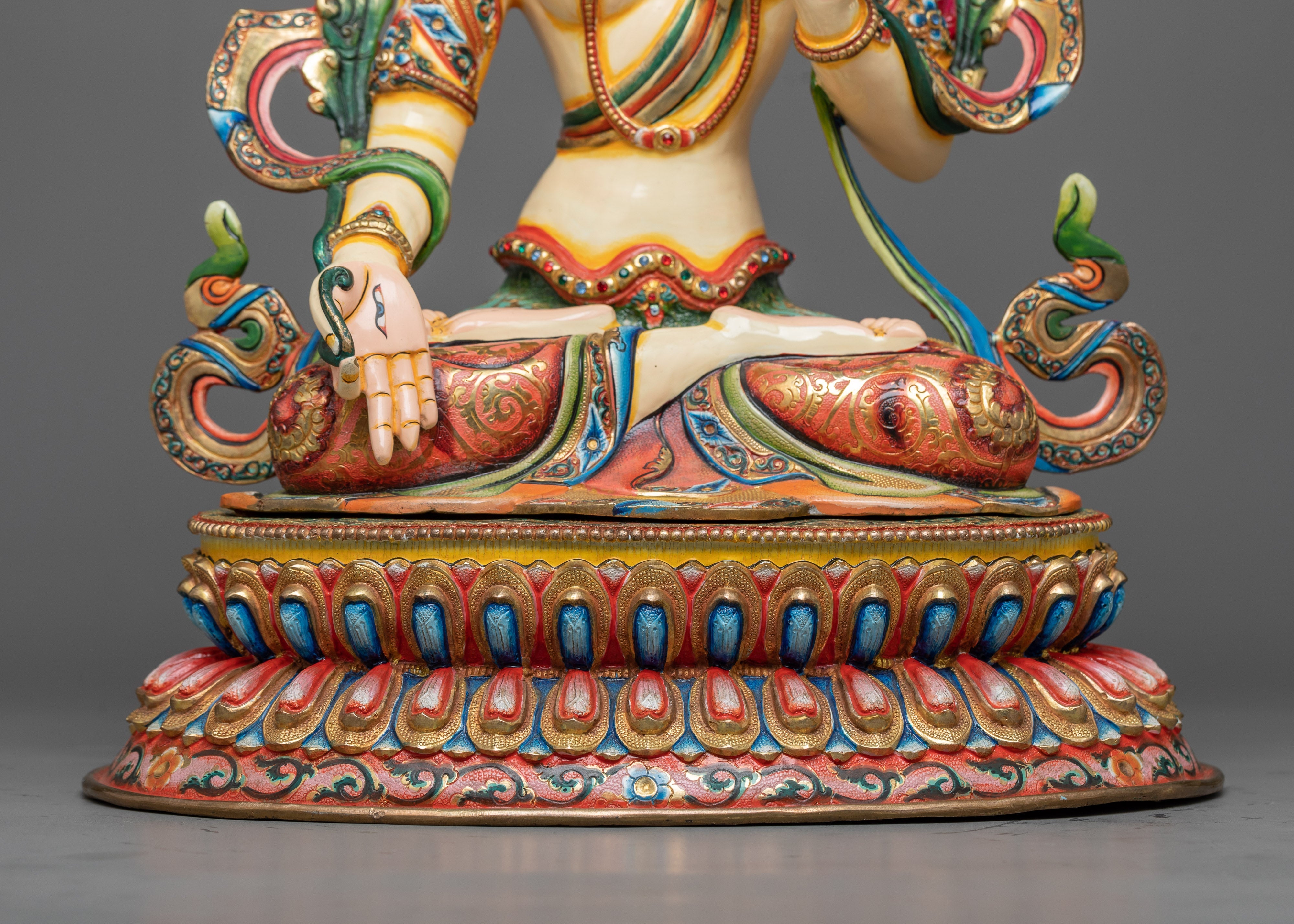 Premium White Painted Sita Tara Statue in 24K Gold | A Symbol of Compassion and Healing