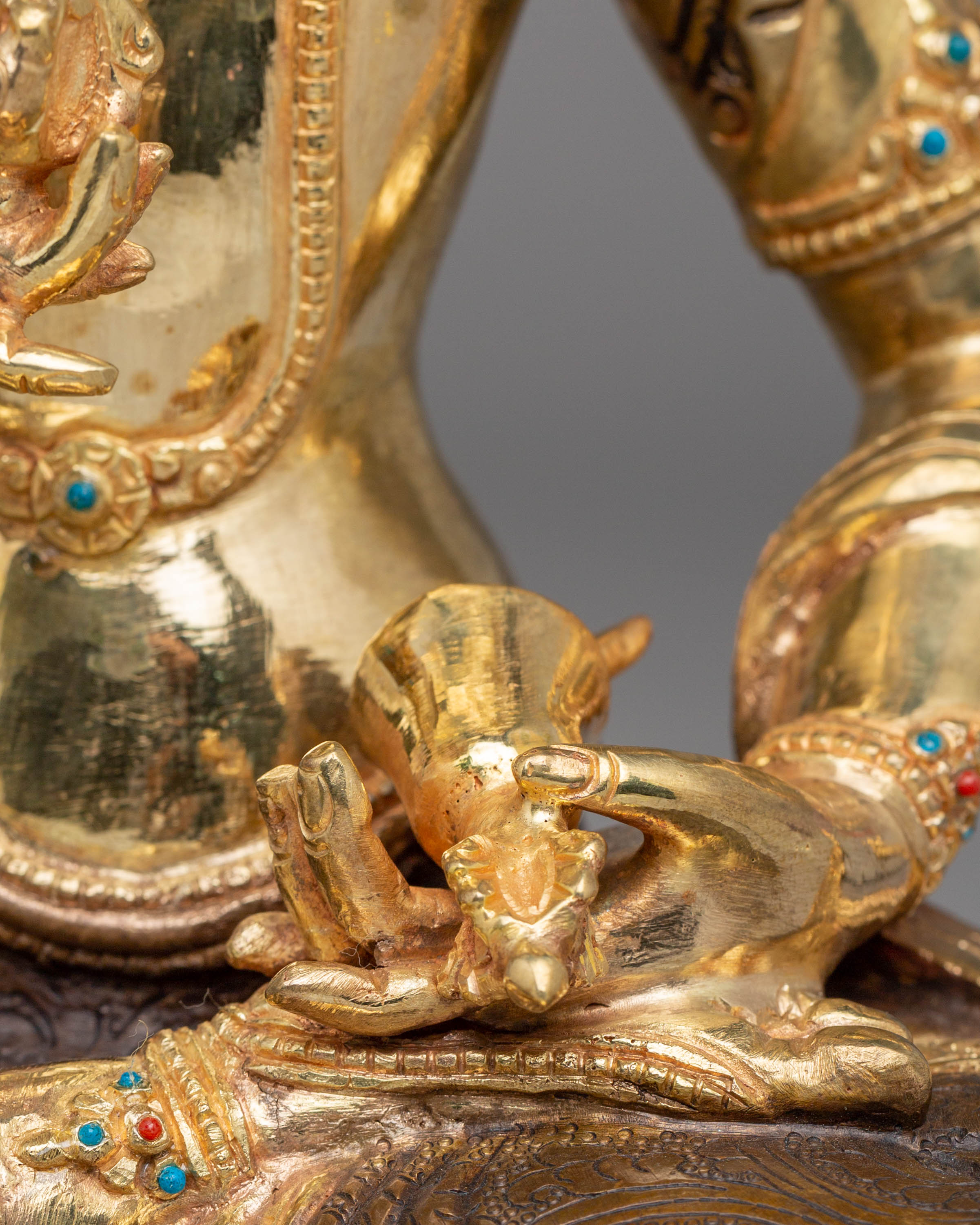 Vajrasattva Handmade Copper Statue | 24K Gold Plated with Gemstone