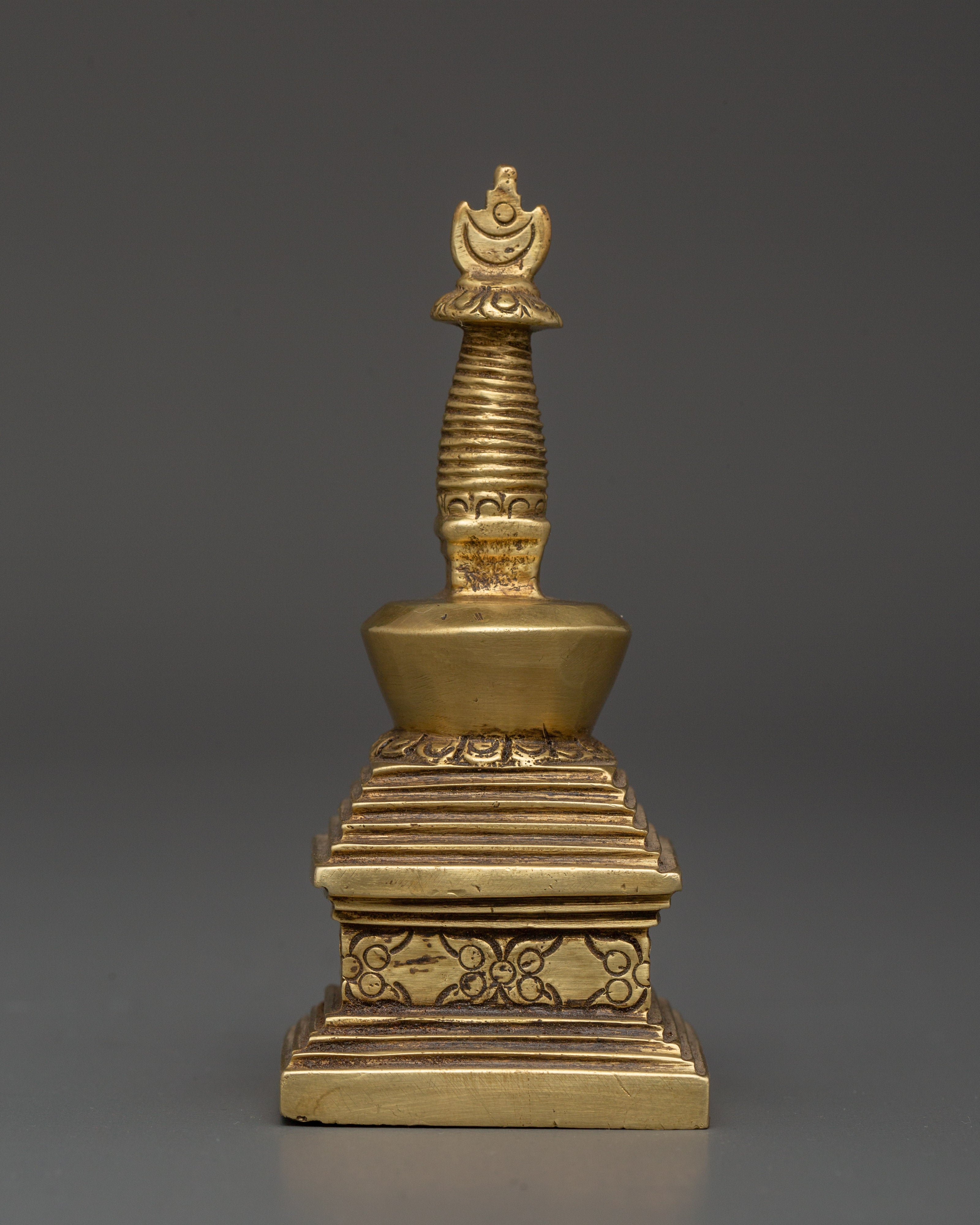 Handcrafted Brass Stupa for Altar | Tibetan Symbol of Wisdom