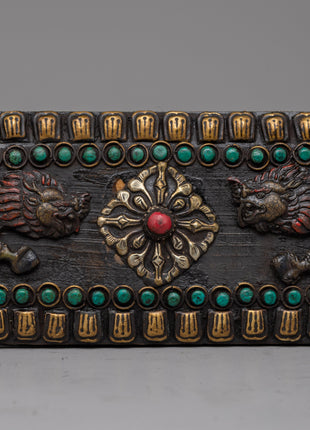 Handcrafted Tibetan Book Cover with Dragon Motif | Perfect for Spiritual Decor