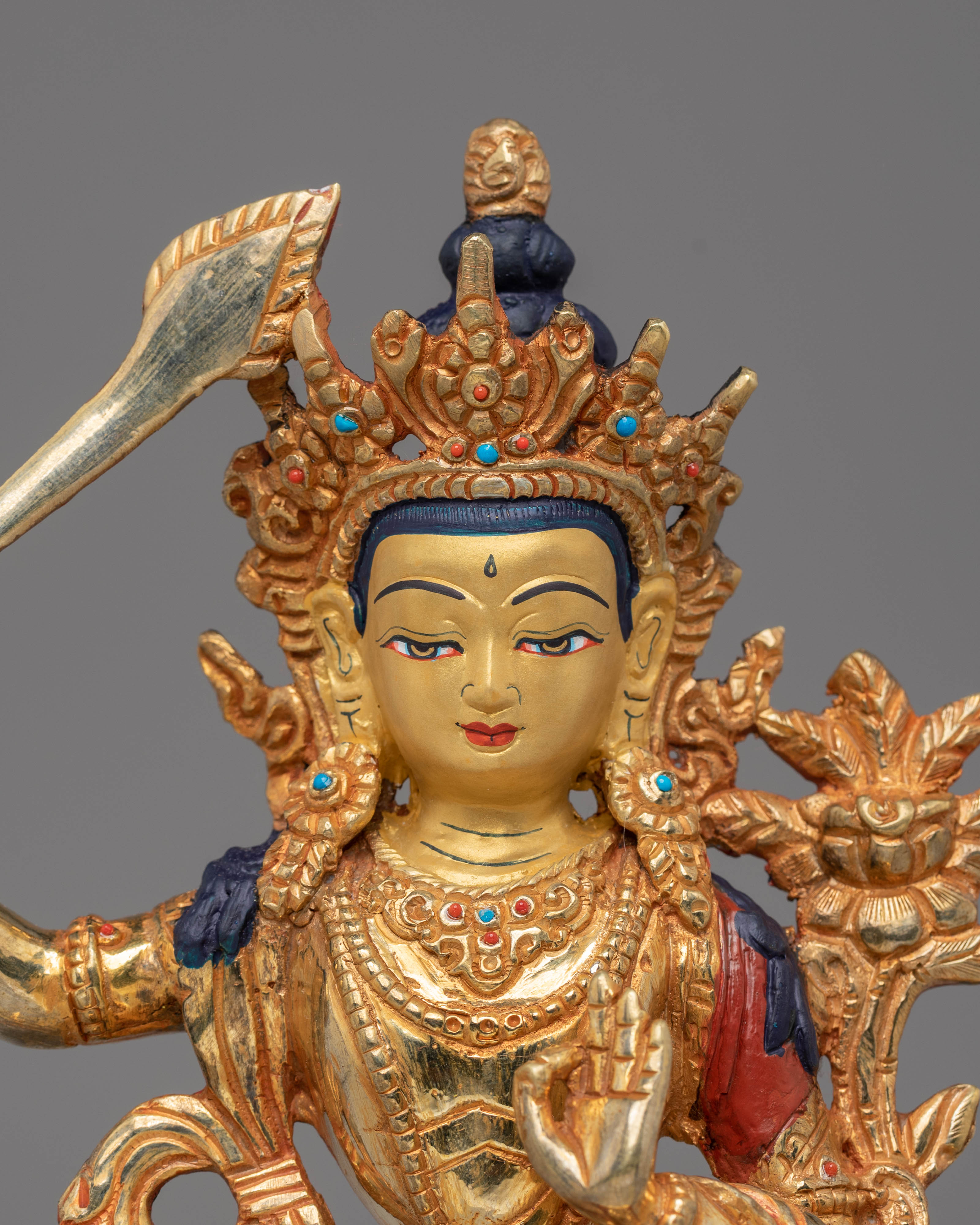 Handmade Bodhisattva Manjushri Sculpture | Wisdom Deity