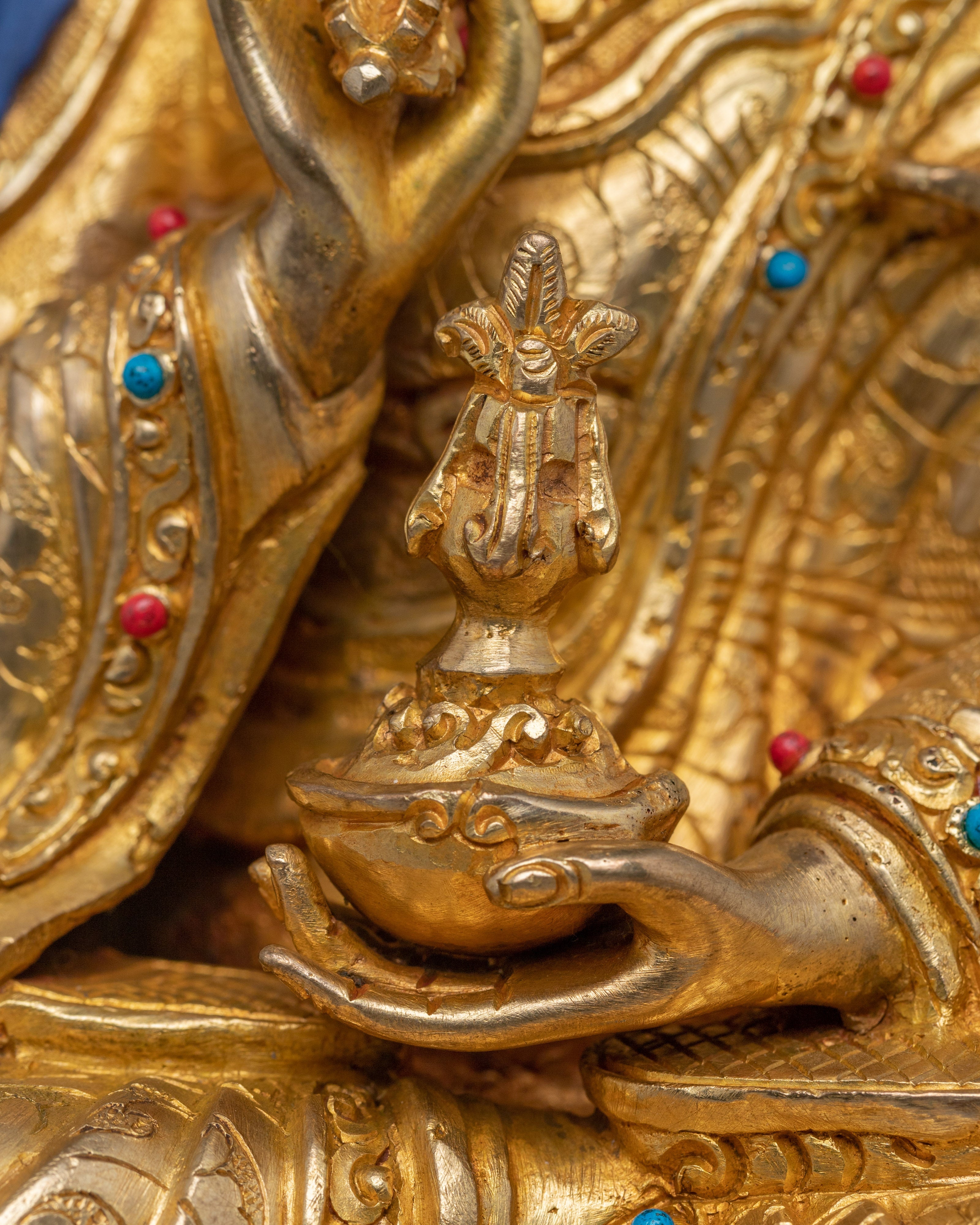 Sacred Statue of Guru Tsyoke Dorje | Gold Plated Tibetan Buddhist Copper Figure