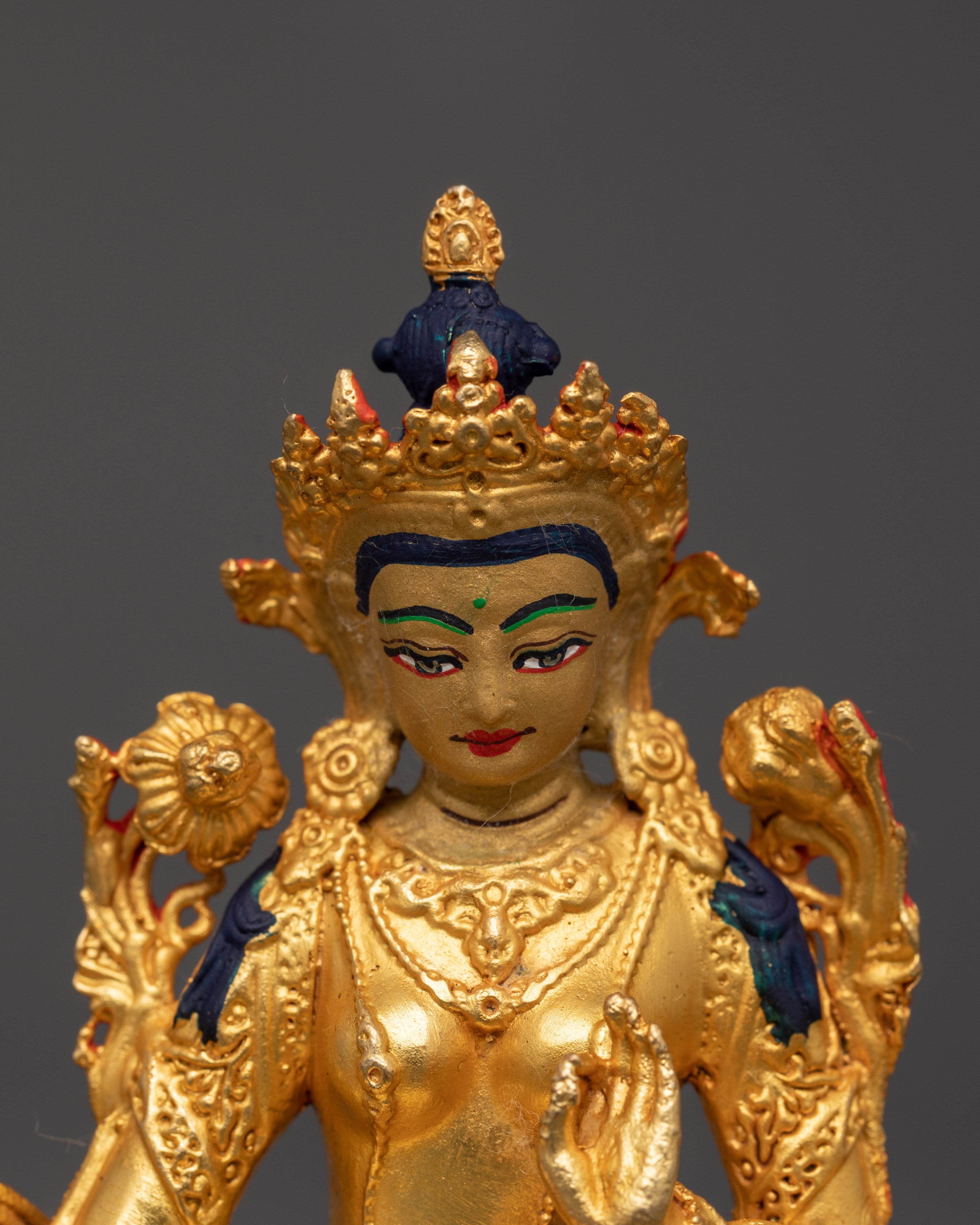 Divine White Tara | Gold-Plated Copper Goddess of Compassion