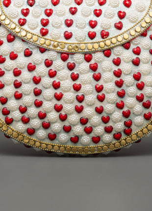 Handcrafted Pearl & Coral Side Bag | Decorative Bag