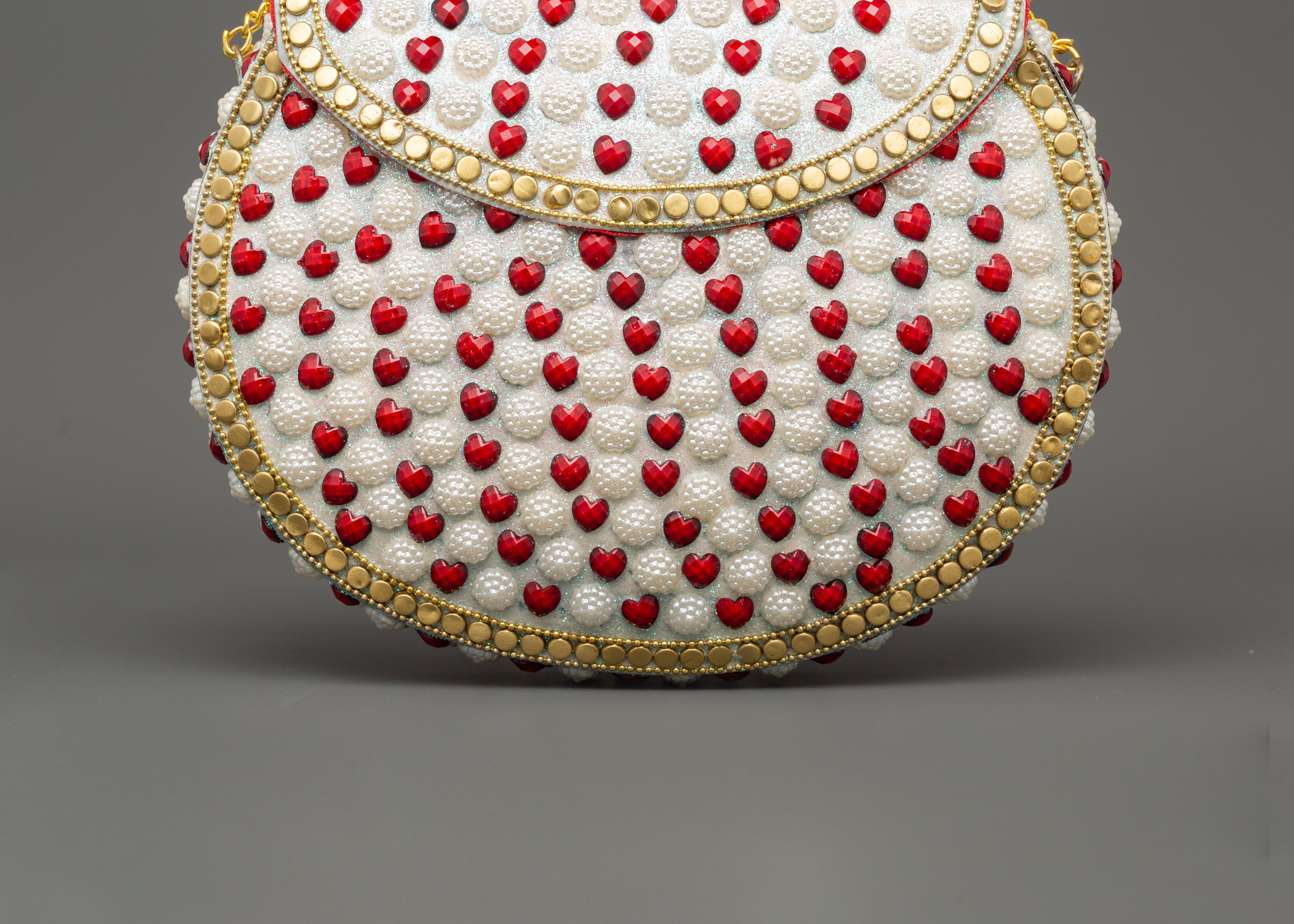 Handcrafted Pearl & Coral Side Bag | Decorative Bag