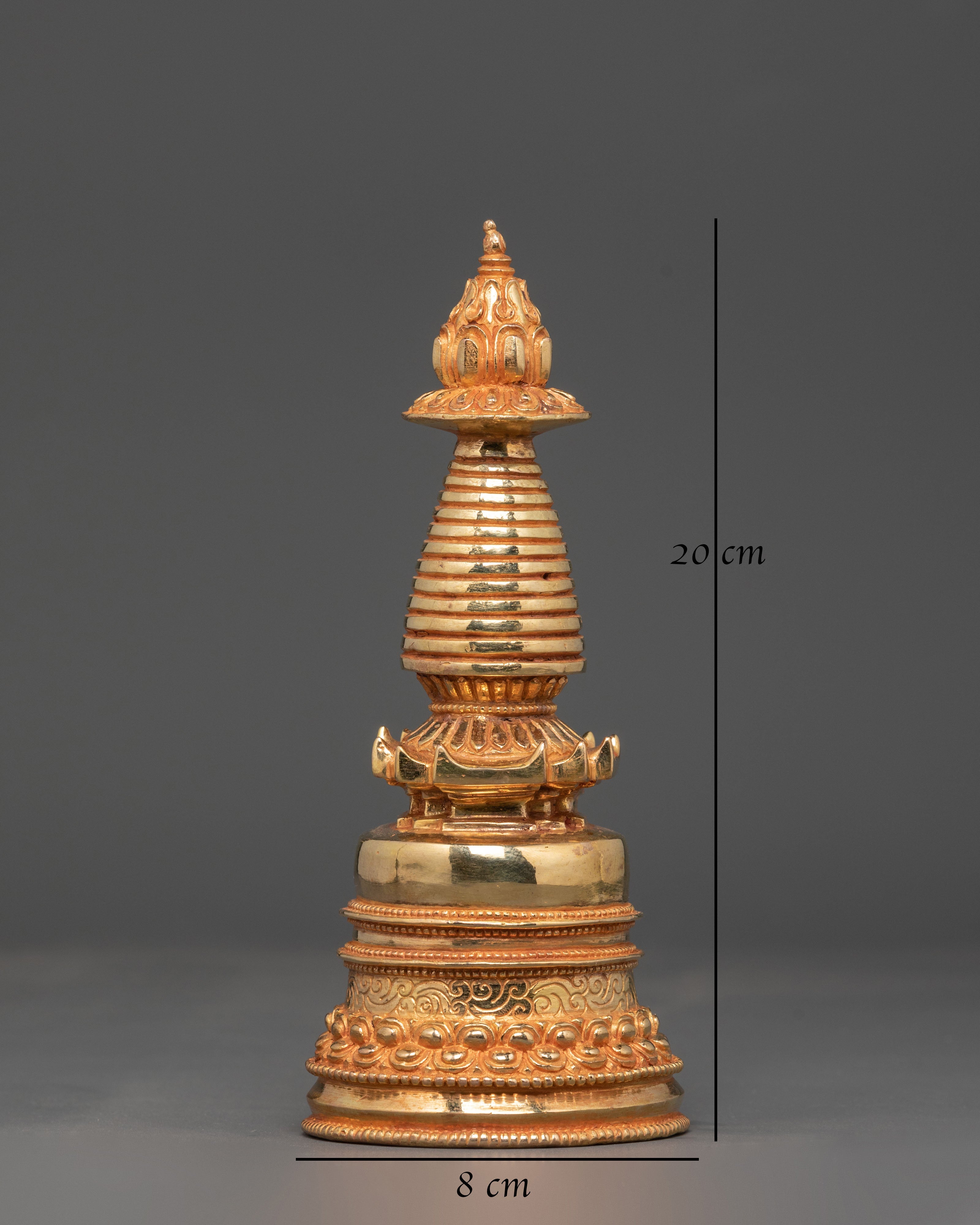 Tibetan Chorten Shrine Decor | Copper Stupa Shrine Decor