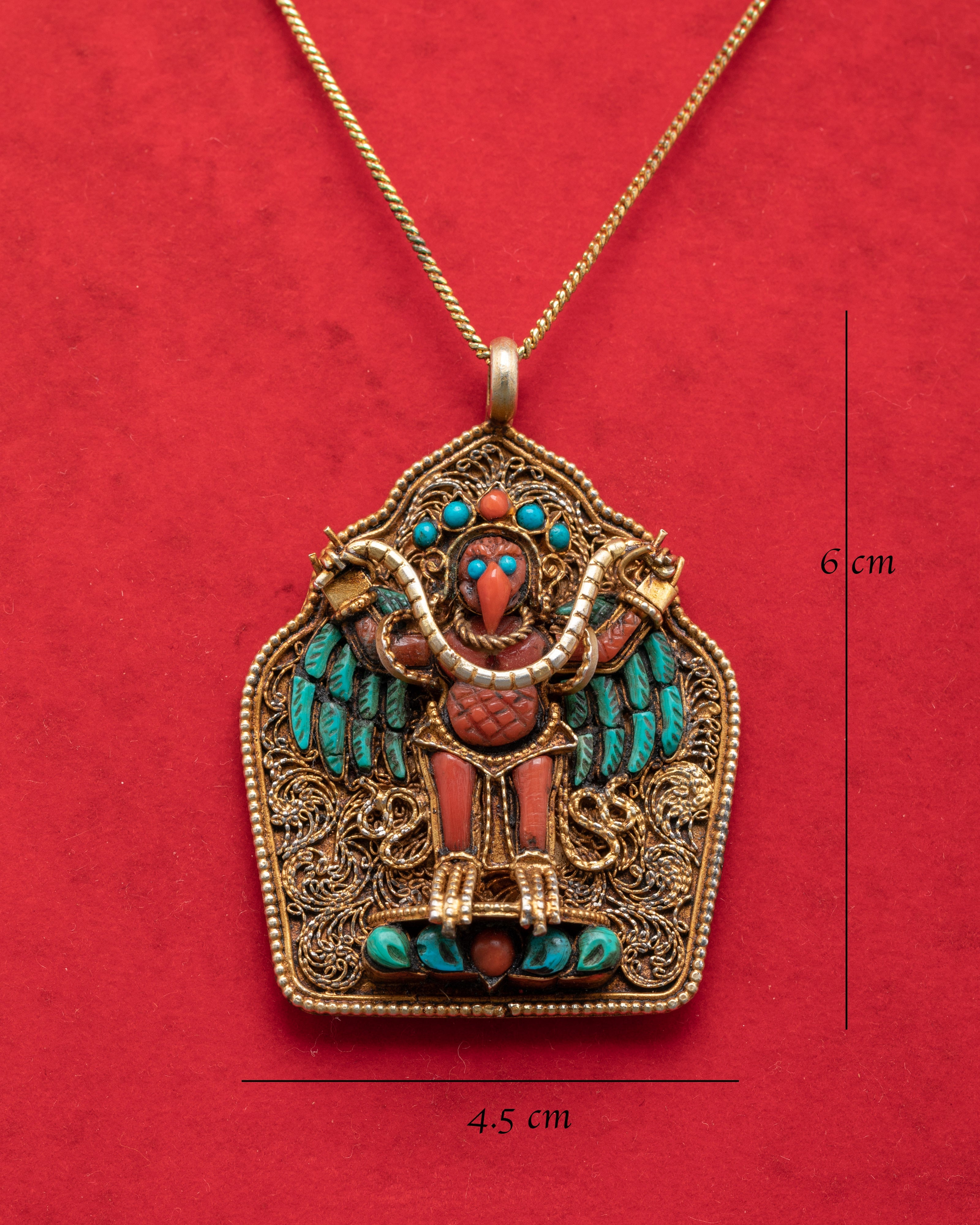 Handmade Garuda Bird Deity Pendant | Tibetan Buddhist Protection Jewelry