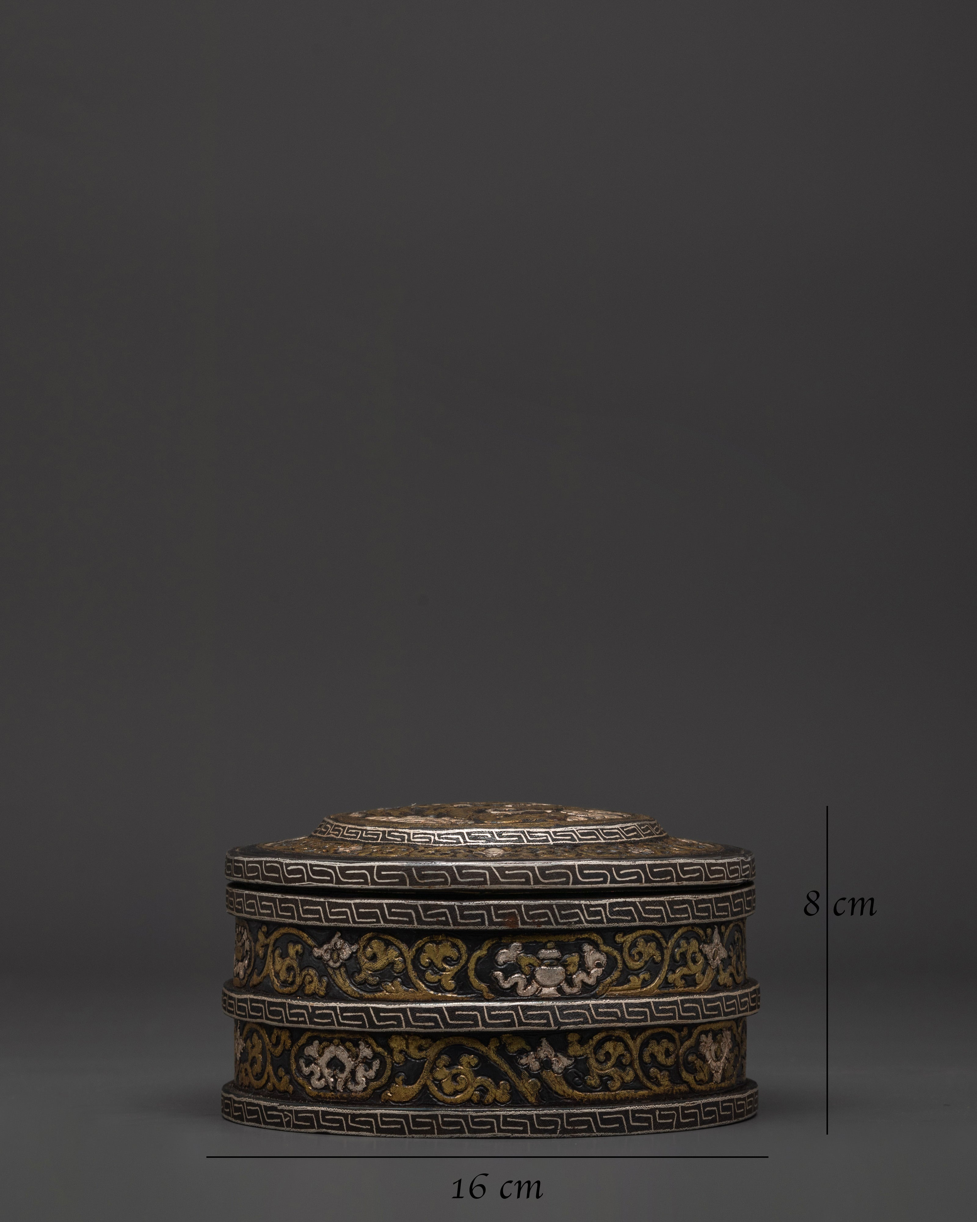 Tibetan Handcrafted Decorative Box | Iron Silver Inlaid Storage Container