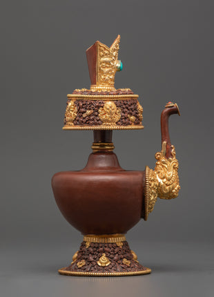 Gold-Plated Bhumba Ritual Set with Turquoise | Spiritual Decor