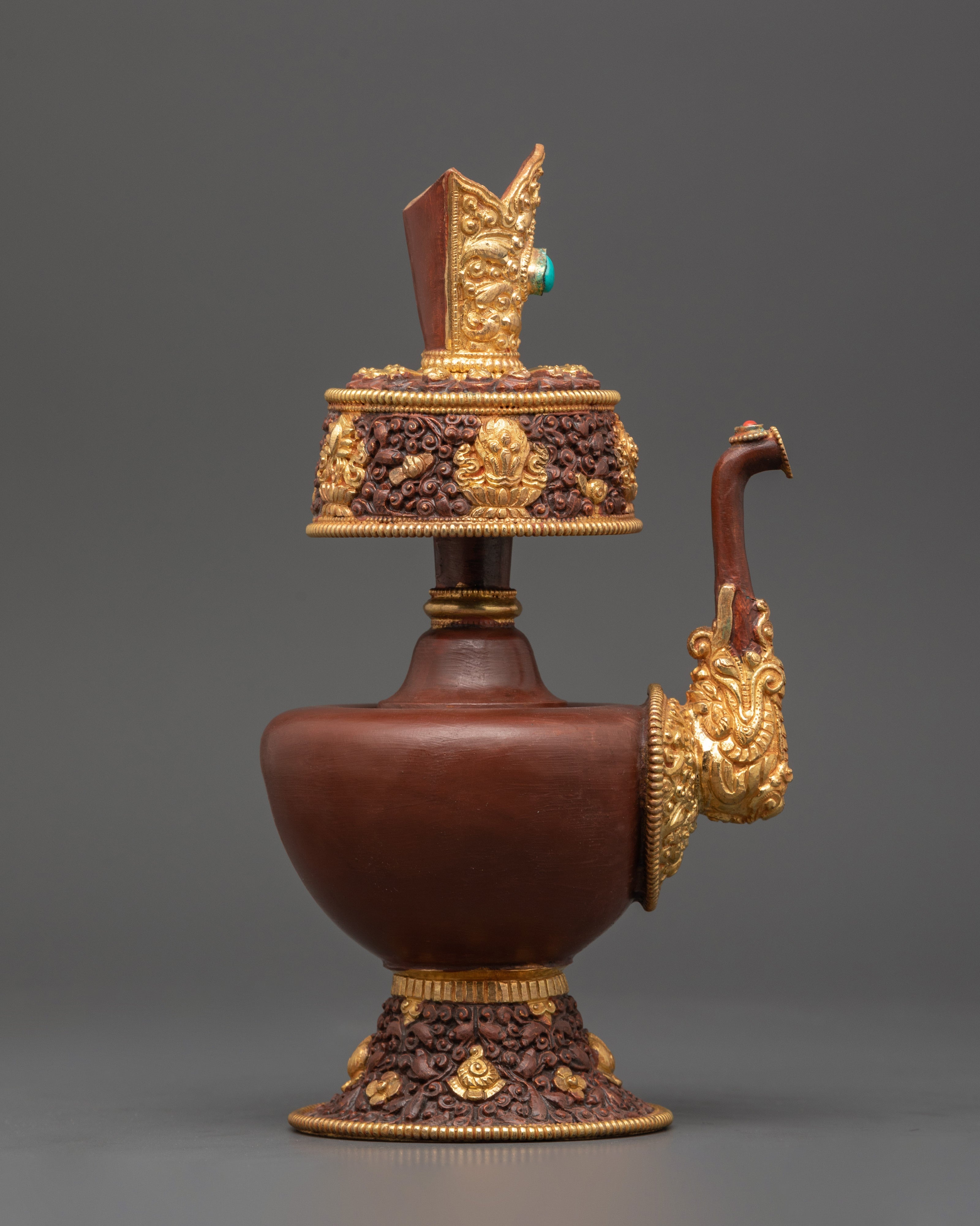 Gold-Plated Bhumba Ritual Set with Turquoise | Spiritual Decor