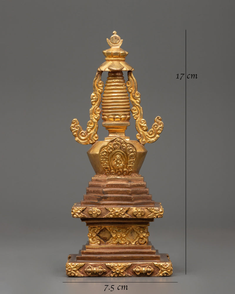 Copper and Gold-Plated Stupa | A Sacred Tibetan Buddhist Relic