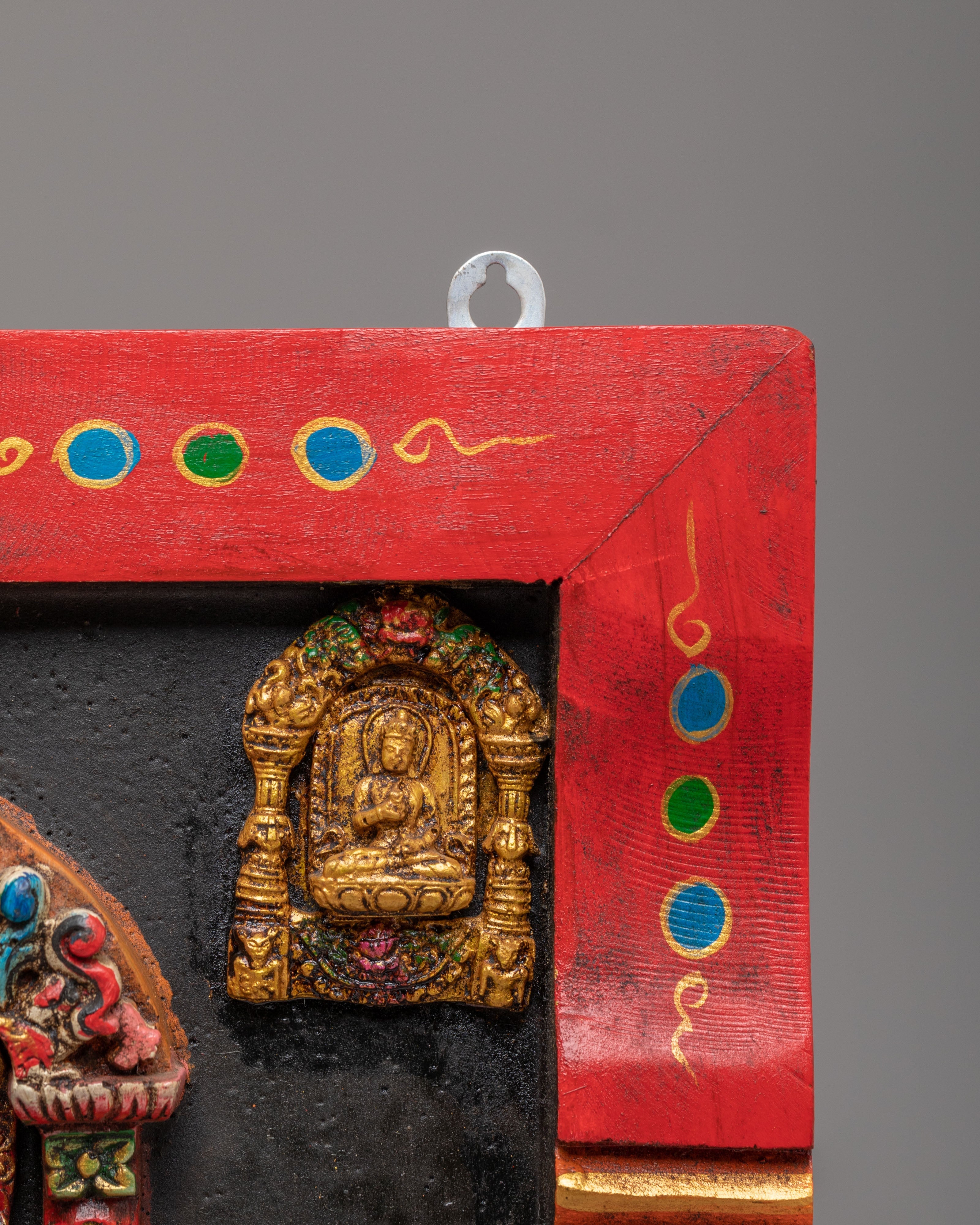 Buddhist Green Tara Wall Hanging | Buddhist Artwork with Chenrezig, Manjushri & Amitayus
